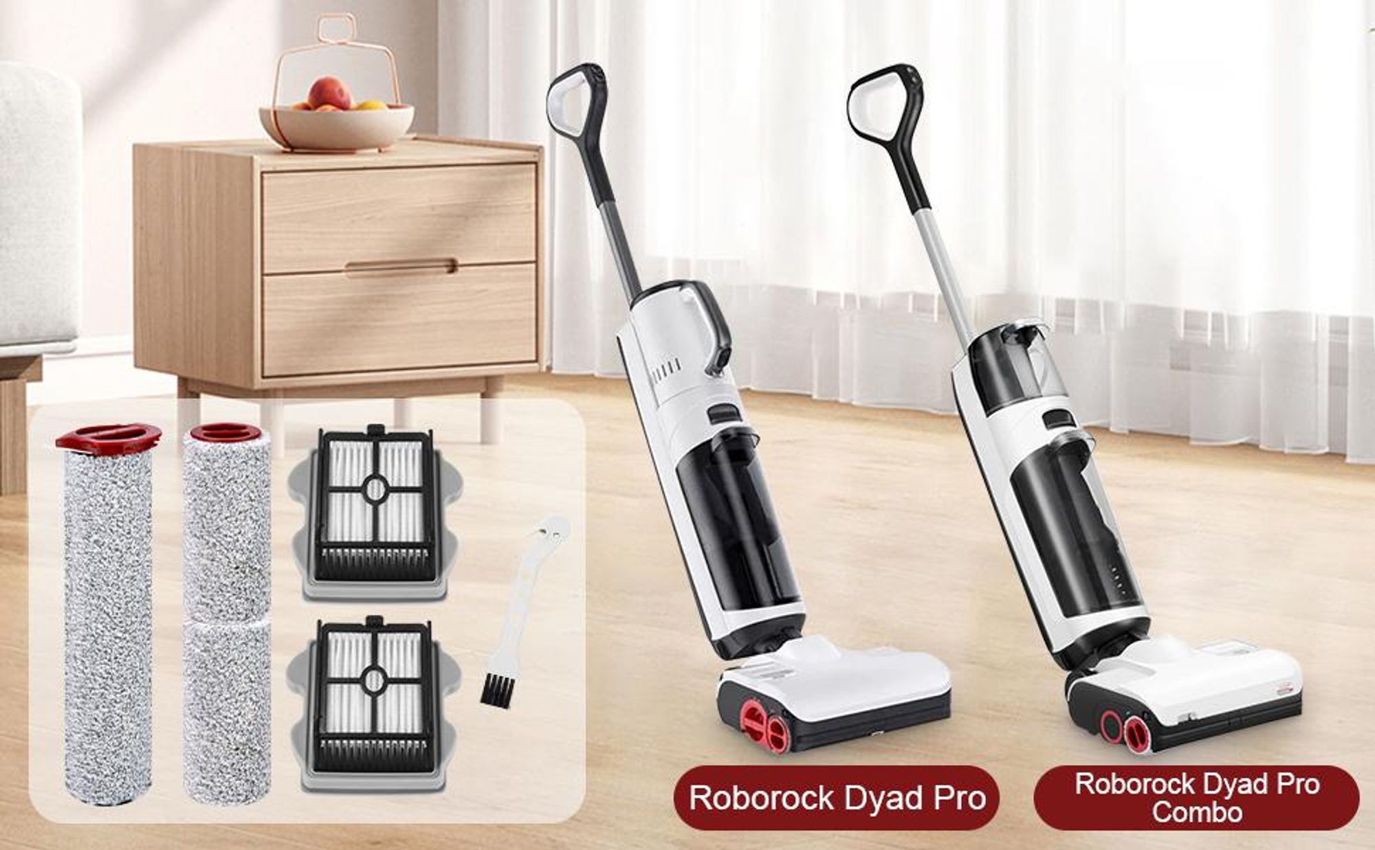 Roborock Dyad Pro Staubsaugerzubehör, Bürstenwalze und Filter Zubehörset für Roborock Dyad Pro/Dyad Pro Combo, Nass und Trockensauger Ersatzteile