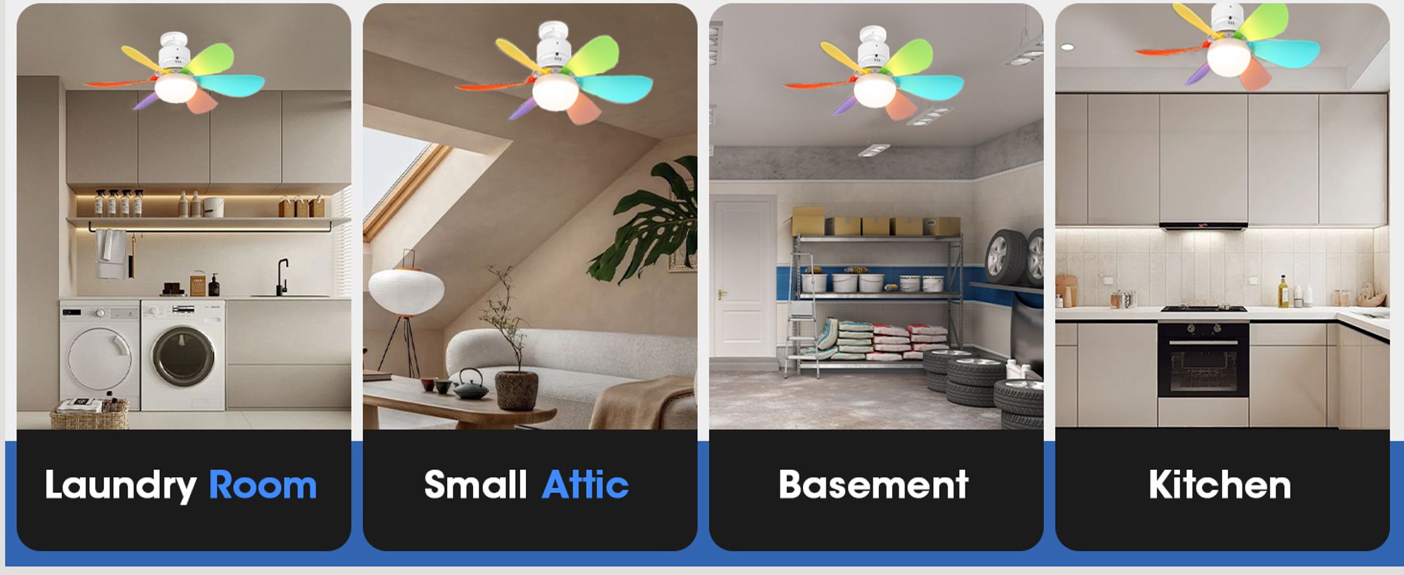 40W Deckenventilator mit Beleuchtung und Fernbedienung E27 3 Farbtemperatur Dimmbar 3 Windgeschwindigkeit Lüfterleuchte,  Bunt