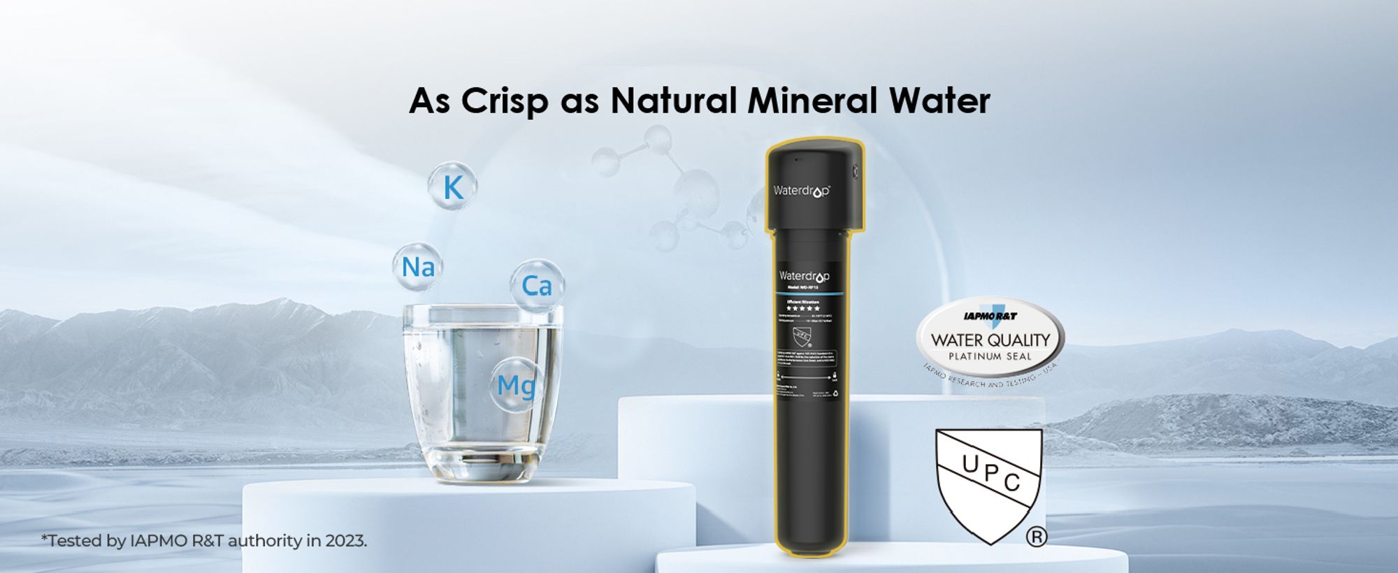 Waterdrop Vodní filtr pod dřez 15UA, 60 000 litrů, vysokokapacitní vodní filtr, pitná voda, certifikát NSF/ANSI 42, redukce PFAS, PFOA/PFOS
