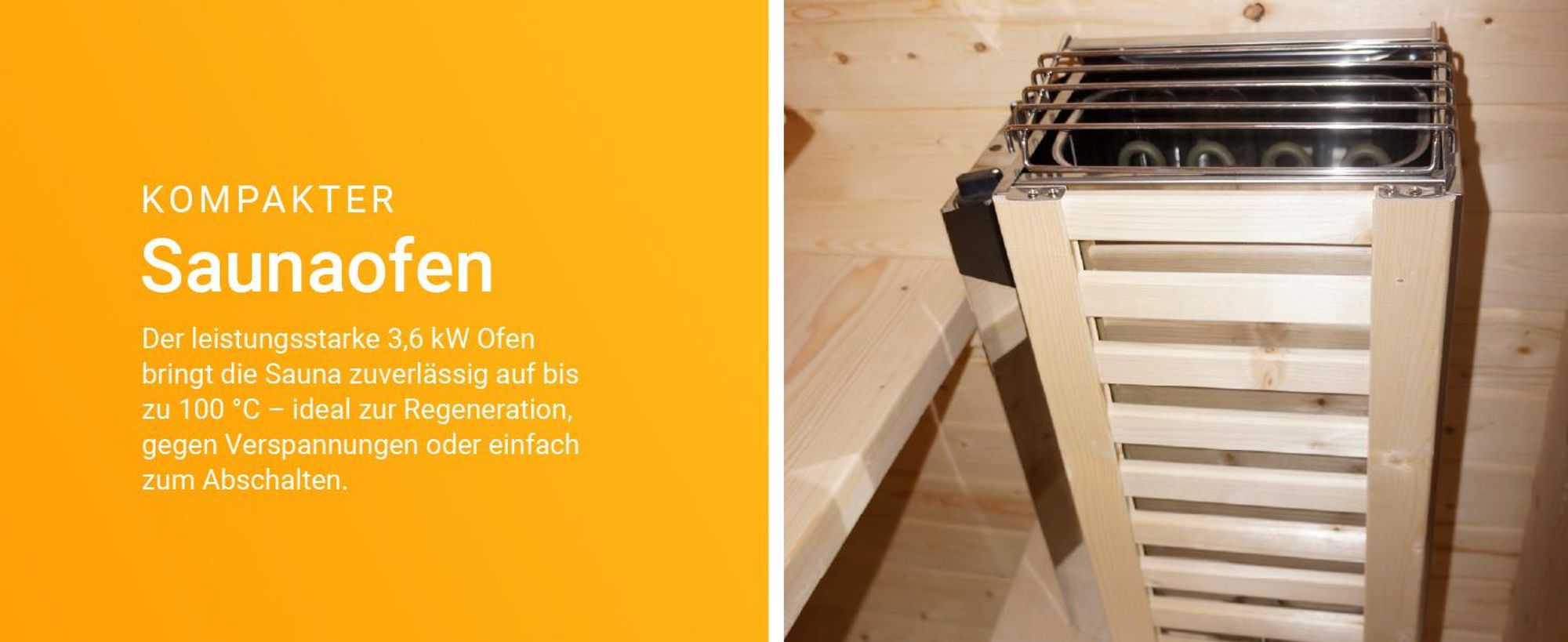 Artsauna Fasssauna Nolvik S, mit 3,6 kW Ofen & Zubehör für Garten, Cube Design