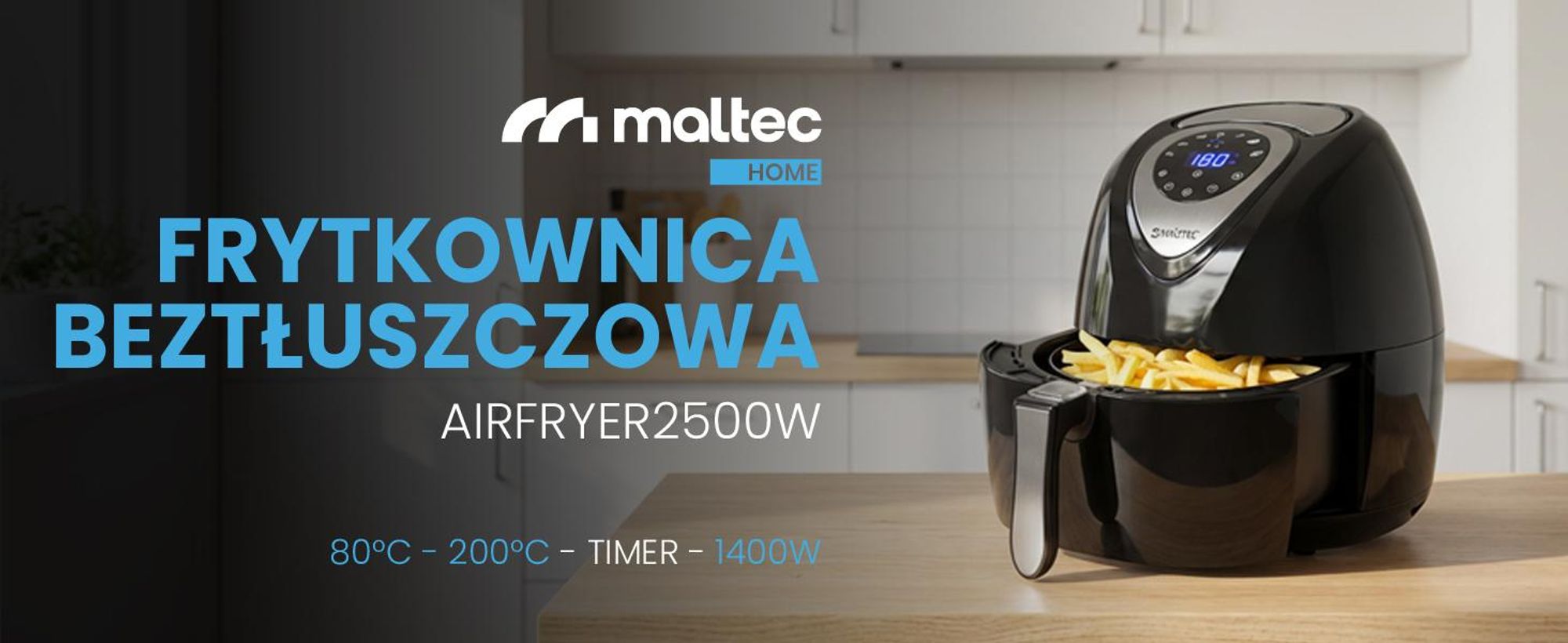 Frytkownica beztłuszczowa z pojemnikiem 4,3 litra i siedmiowa programami