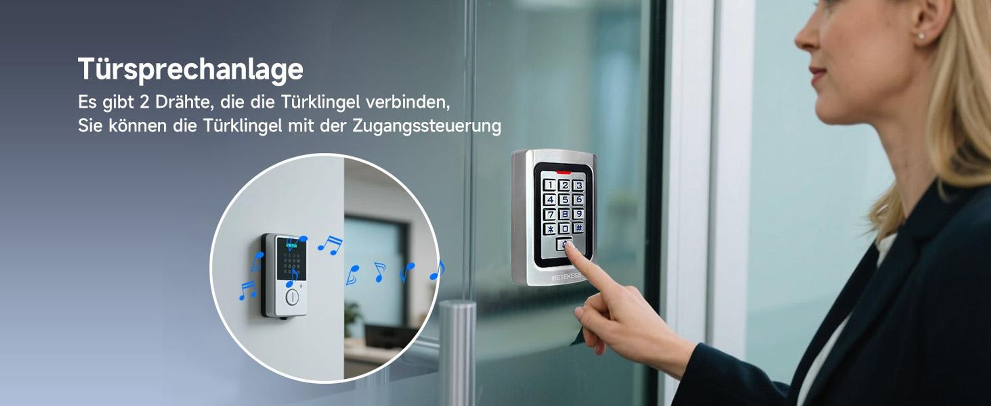 Retekess T-AC04 Smart Türschloss IP68 Zugangssystem PIN 125KHz RFID Wasserdicht Hinterleuchtet Diebstahlsicherung, Geeignet für Apartment Geschäfte