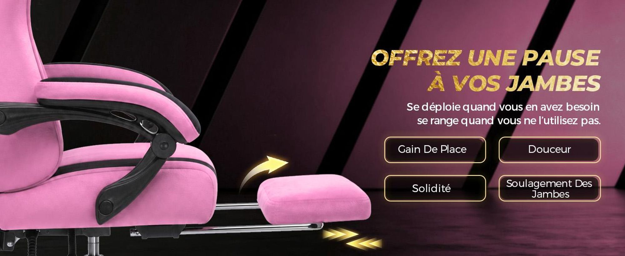 Chaise de gaming GTPLAYER, ergonomique, avec revêtement en tissu, coussin de siège à ressort, accoudoirs réglables et repose-pieds, capacité de poids de 150 kg
