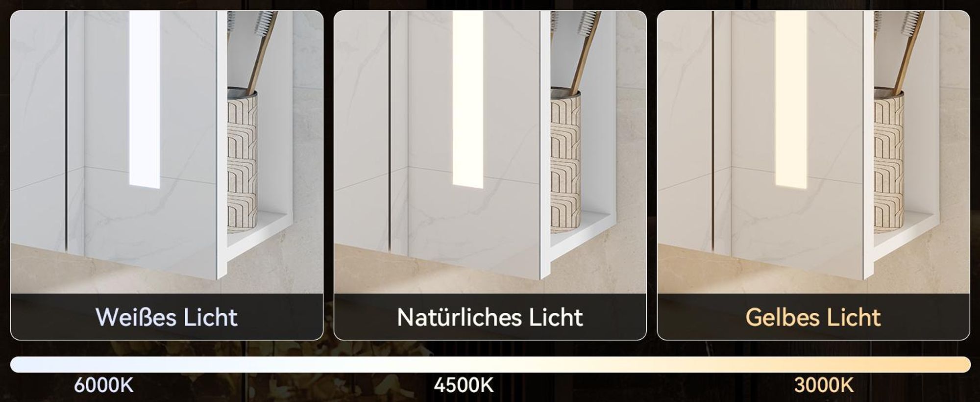 Puluomis Spiegelschrank Bad 70cm mit 3 färbiger dimmbarer Beleuchtung, Gewebebox Fach, Antibeschlag Badezimmerschrank Wandschrank Badezimmer Weiß