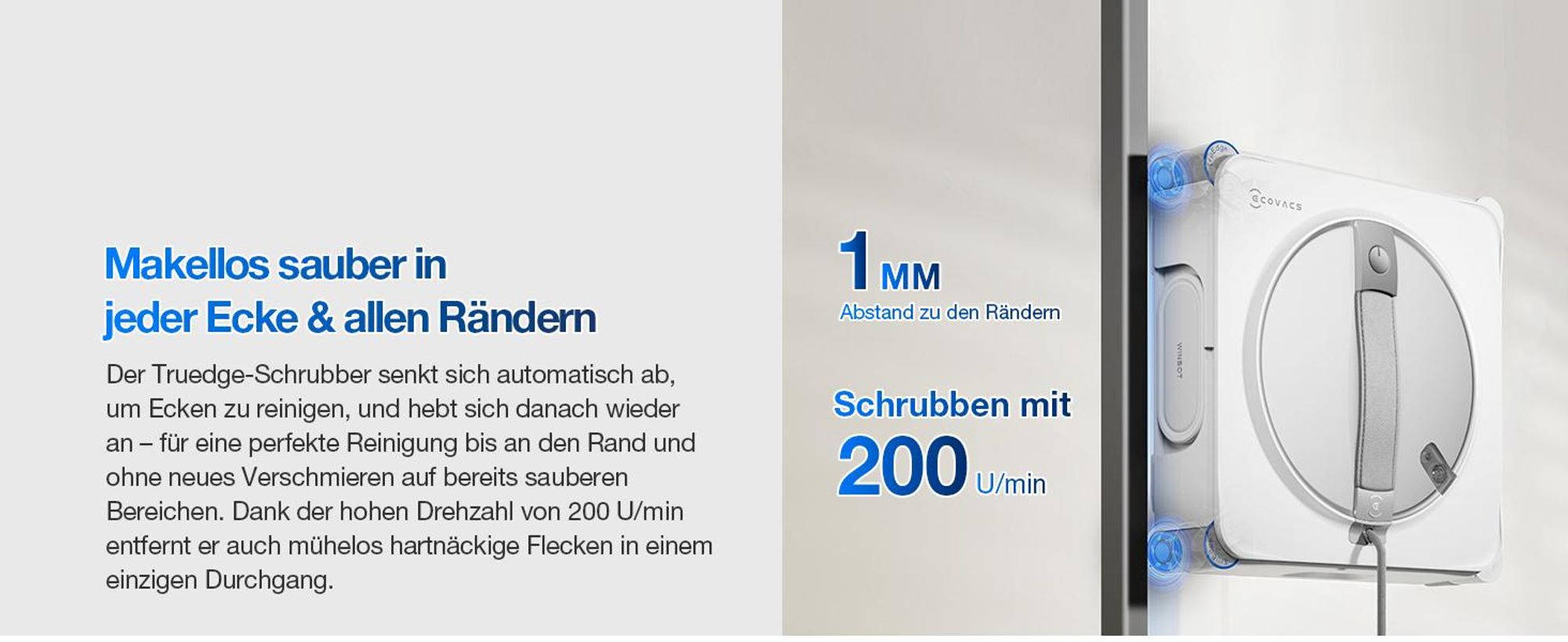 ECOVACS WINBOT W2S OMNI Fensterputzroboter mit Multifunktionsstation mit 1L Original Fensterreinigungsflüssigkeit