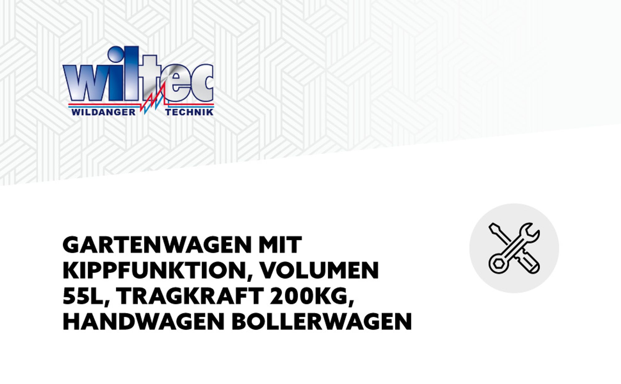 Wiltec Gartenwagen mit Kippfunktion bis 200 kg, Handwagen mit 50 l Volumen, Bollerwagen für Gartenarbeit, Handkarren für u. a. Rasen, Kies u. Schlamm