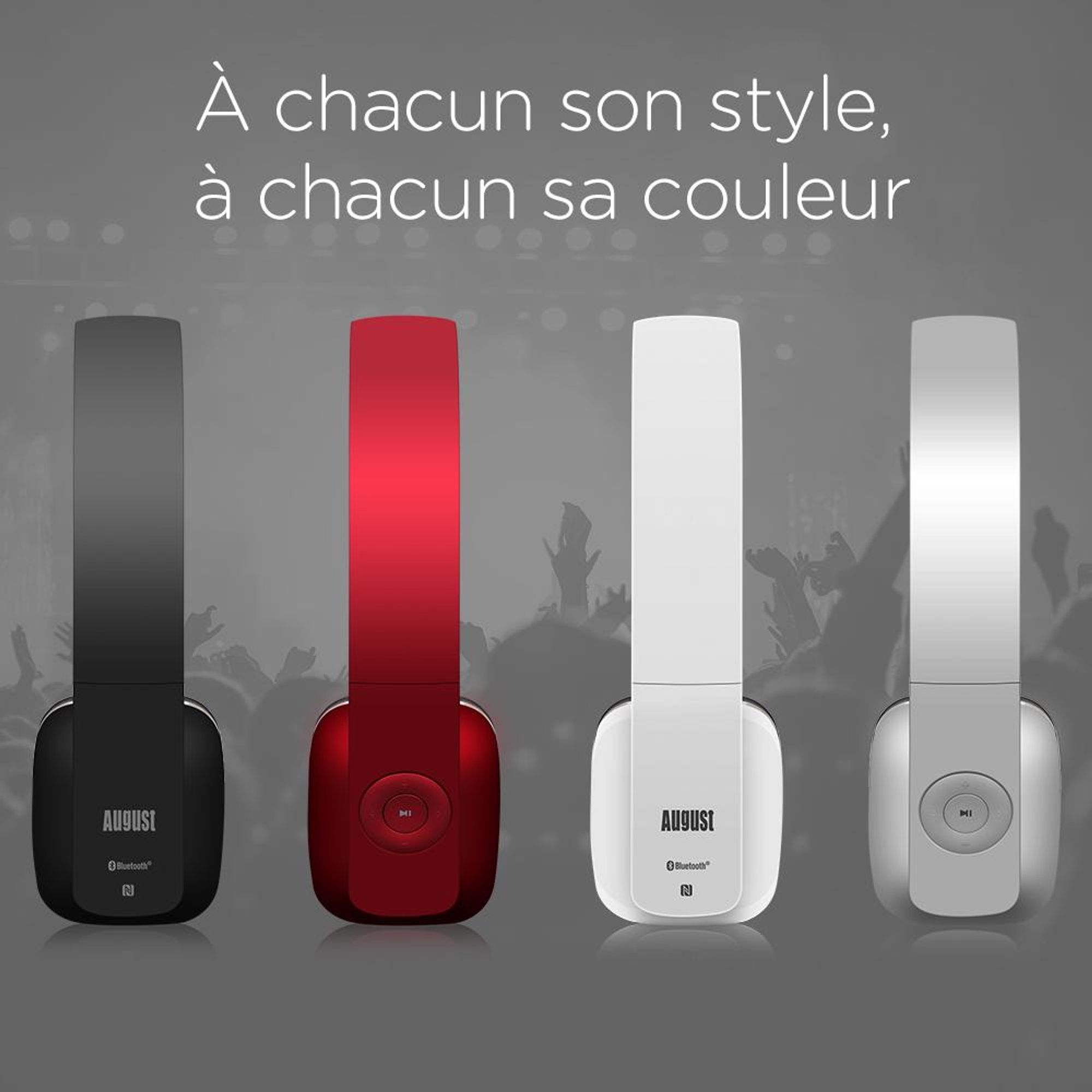August EP636B Casque Bluetooth v4.0 NFC noir