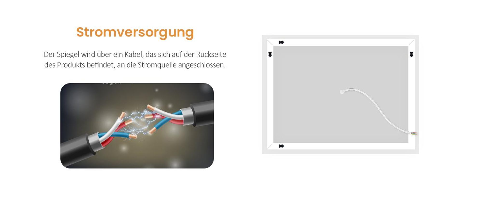 EMKE LED Badspiegel 50x70cm mit Beleuchtung & Antibeschlag, Wandspiegel mit Mechanischem Schalter Badezimmerspiegel 3000K/6500K Lichtfarben