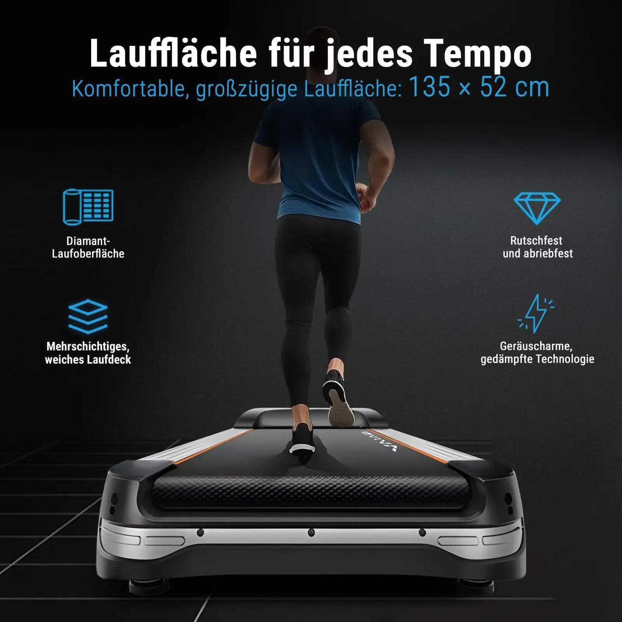Laufband klappbar AsVIVA T18 Heimtrainer bis 20 km/h 15% Steigung mit Touchscreen Bluetooth bis 150kg für Zuhause