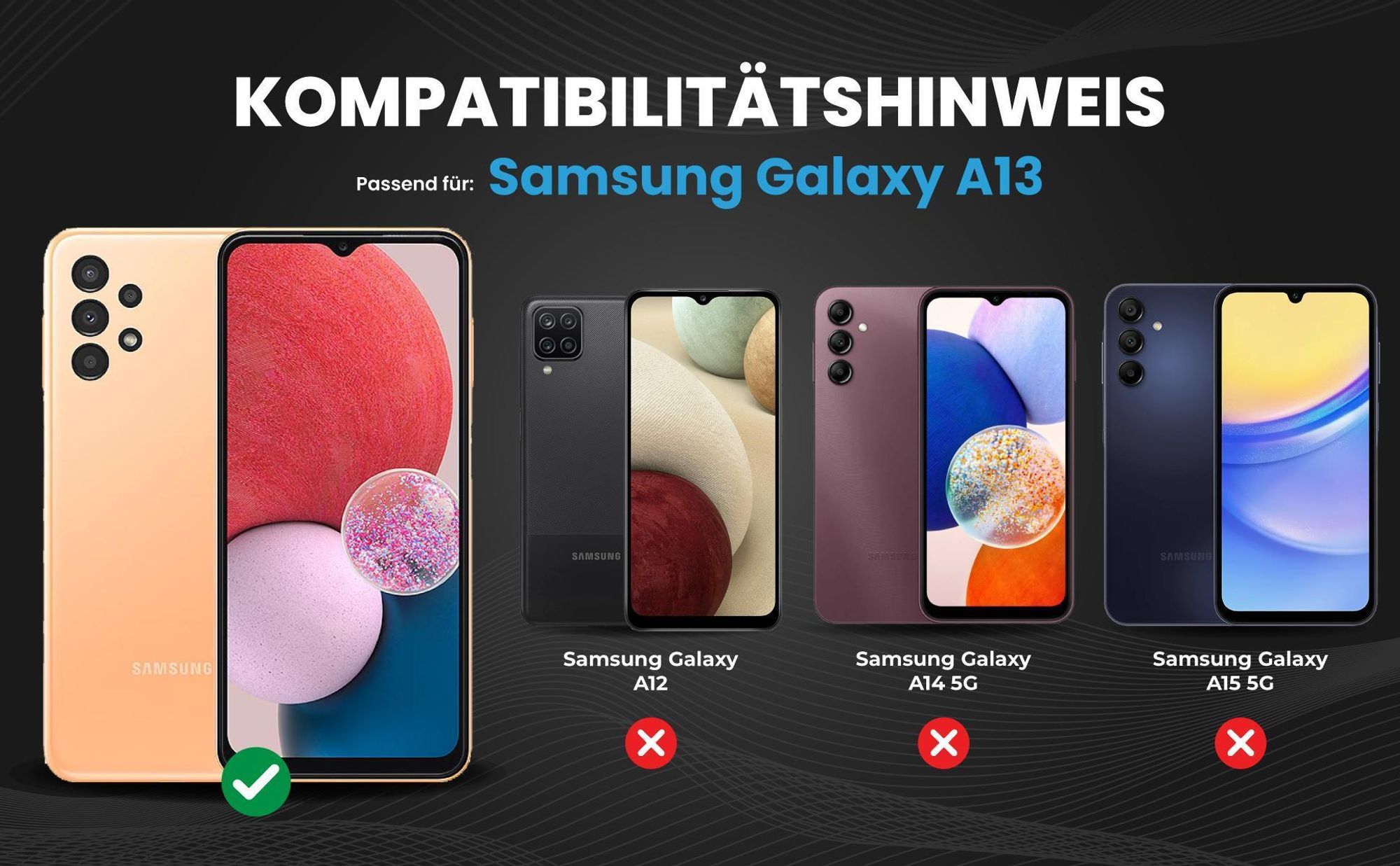 Kompatibilitätshinweise Hülle für Samsung Galaxy A13
