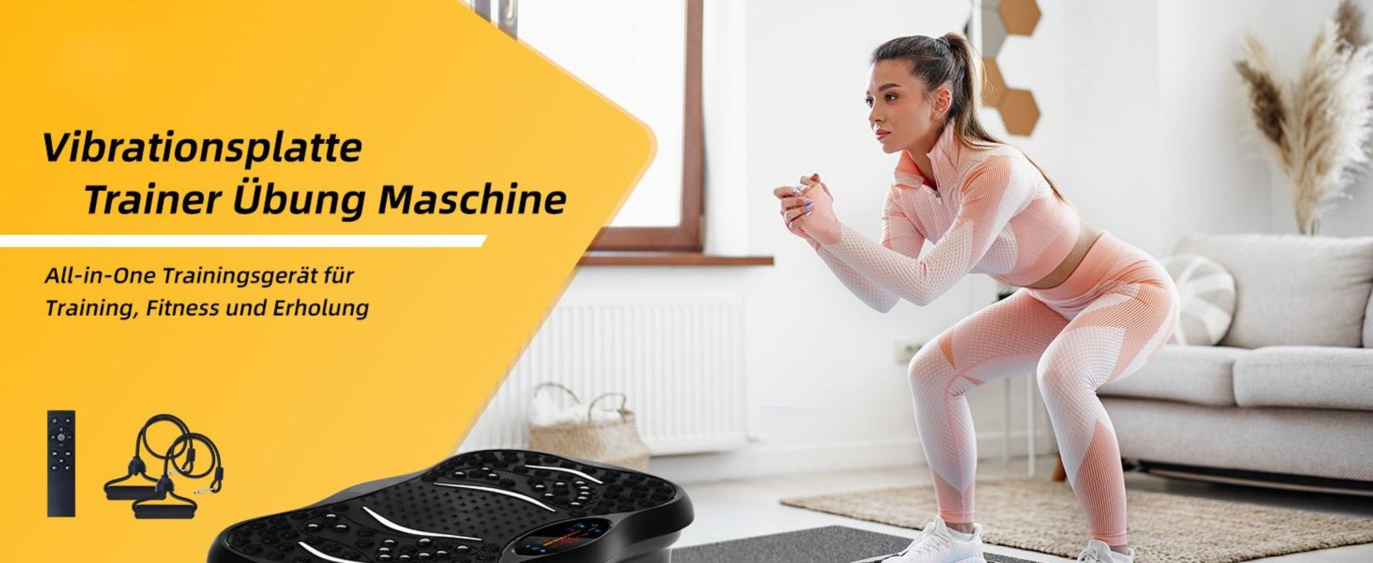 Vibrationsplatte, Vibrationsgeräte, Vibrotraine, Vibrationsplattform, 5 Ausbildungsprogramme, 99 Stufen, Bluetooth Lautsprecher, mit 2 Expanderbänder