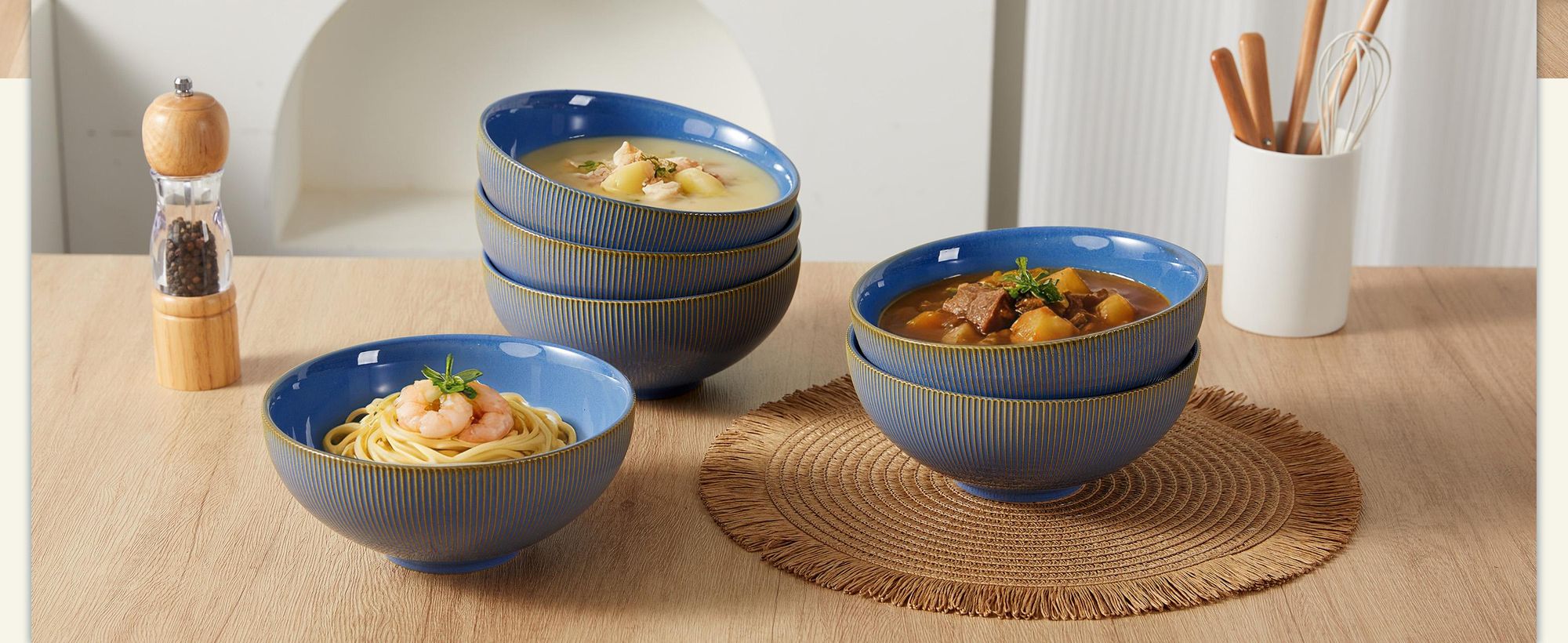 Schüssel Set 6stück Ø20 cm Müslischale Suppenschüssel Frühstücksschüssel Suppenschale Suppenteller Keramik 6personen mikrowellenfest spülmaschinenfest