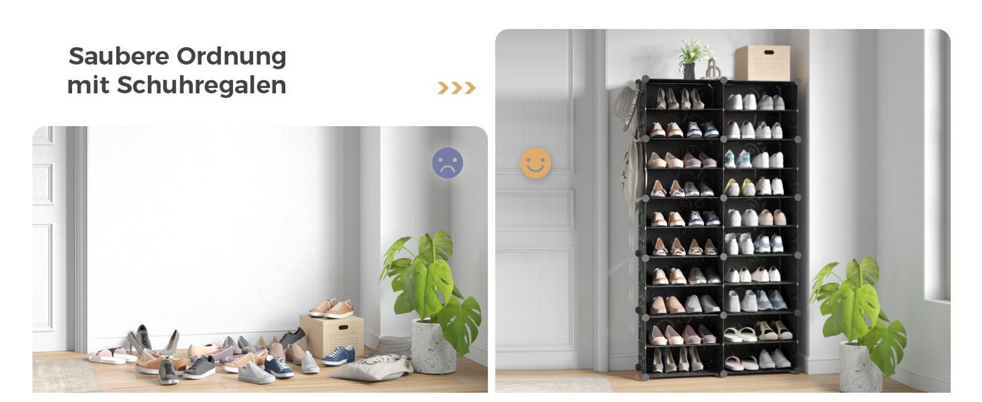 Schuhregal Schuhschrank mit Tür, Staub- und Wasserabweisend, für 20-40 Paar Schuhe Schwarz