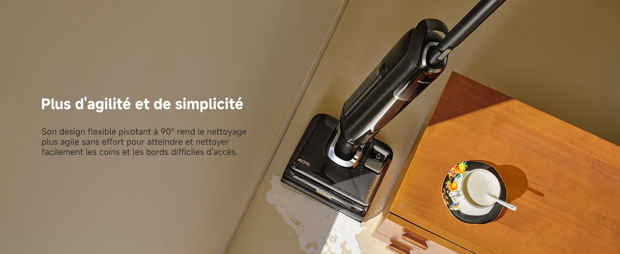 MOVA M50 Ultra Aspirateur eau et poussière, 22 000 Pa, EdgeCoverage™ IA, manche pliable, brosses 100 °C séchage rapide