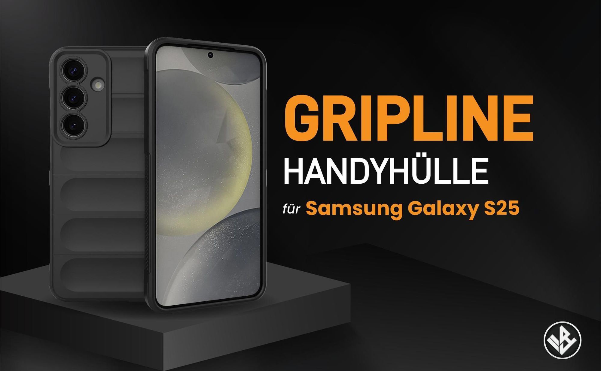 Schwarze ergonomische Grip Schutzhülle für das Samsung Galaxy S25