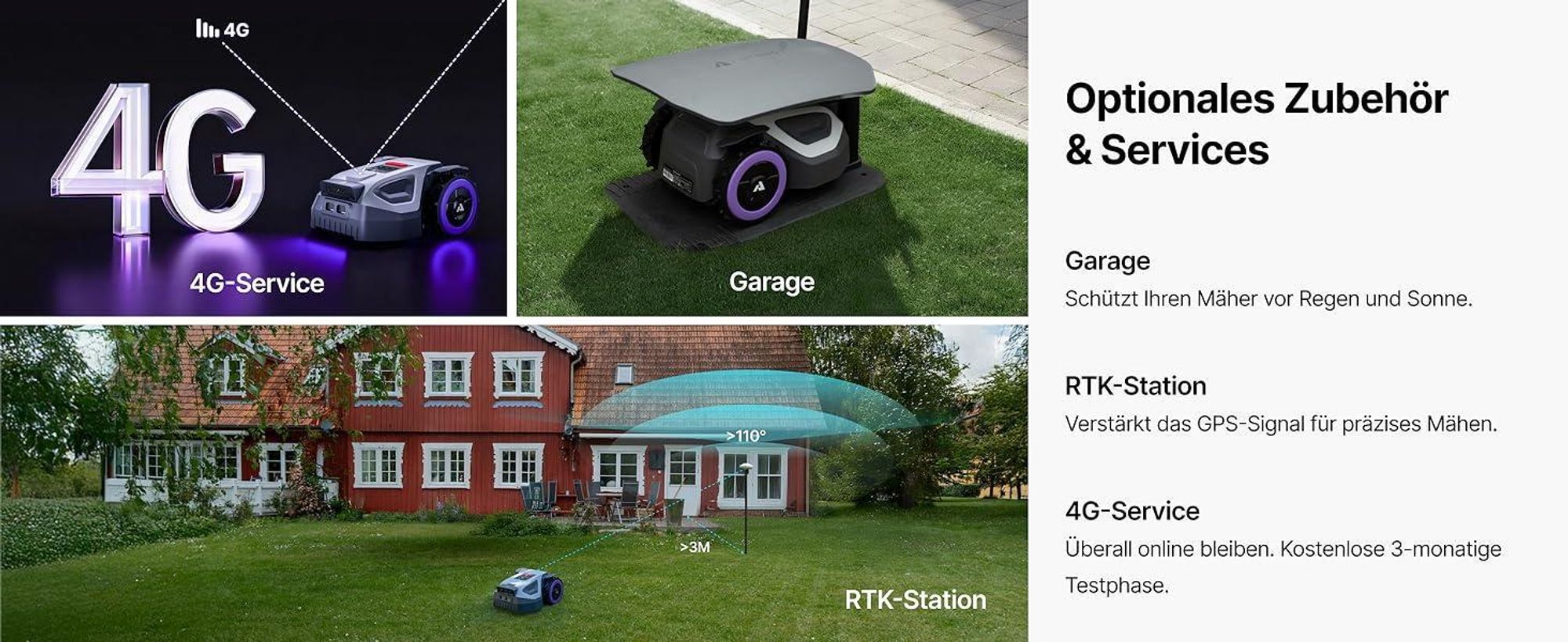 ANTHBOT M5 Mähroboter ohne Begrenzungskabel, RTK-Navigation, 150°KI-Kamera, App-Steuerung, für Gärten bis 700 m²