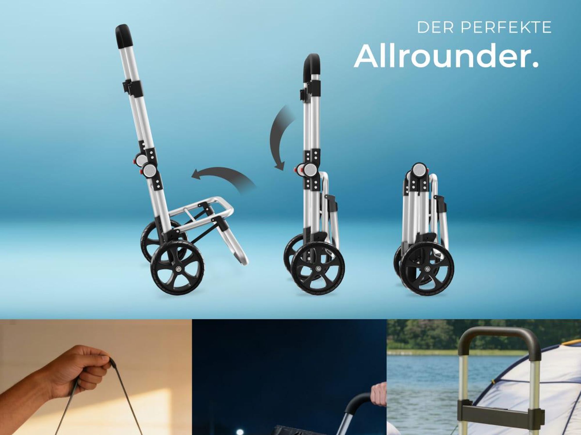 tectake Einkaufstrolley 3-in-1 klappbar mit Kühltasche 56L 30kg Aluminium Shopper Trolley Umhängetasche Sackkarre höhenverstellbar