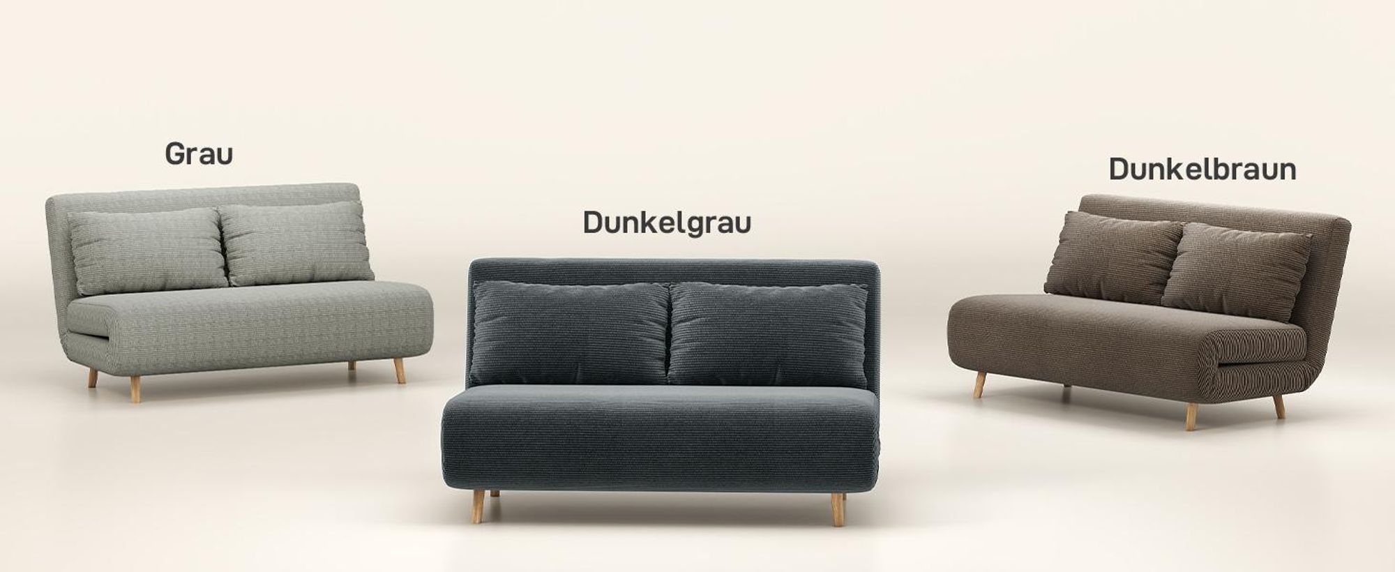 HOMCOM Schlafsofa, Klappsofa mit Bettfunktion, Rückenkissen Kordoptik Dunkelgrau