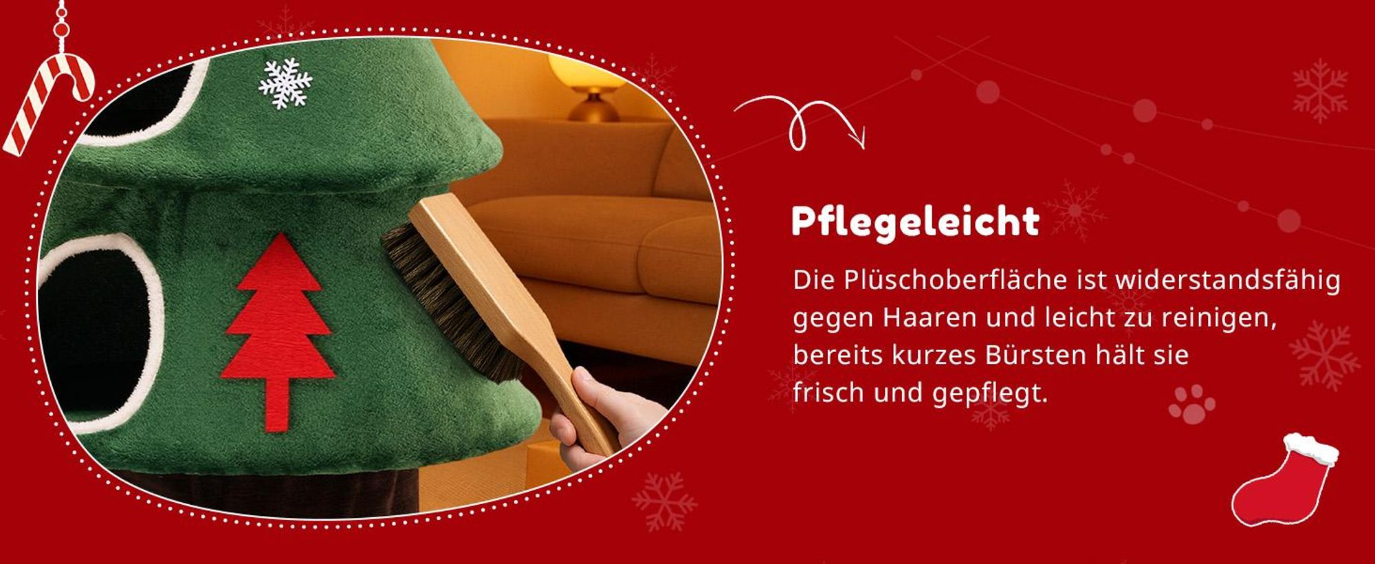 COMHOMA Kratzbaum 135 cm hoch, Weihnachtsbaum-Design, mehrstöckiger Katzenbaum mit Katzenhaus, mit Kratzsäulen Spielball Stabiler Kletterbaum für Katz