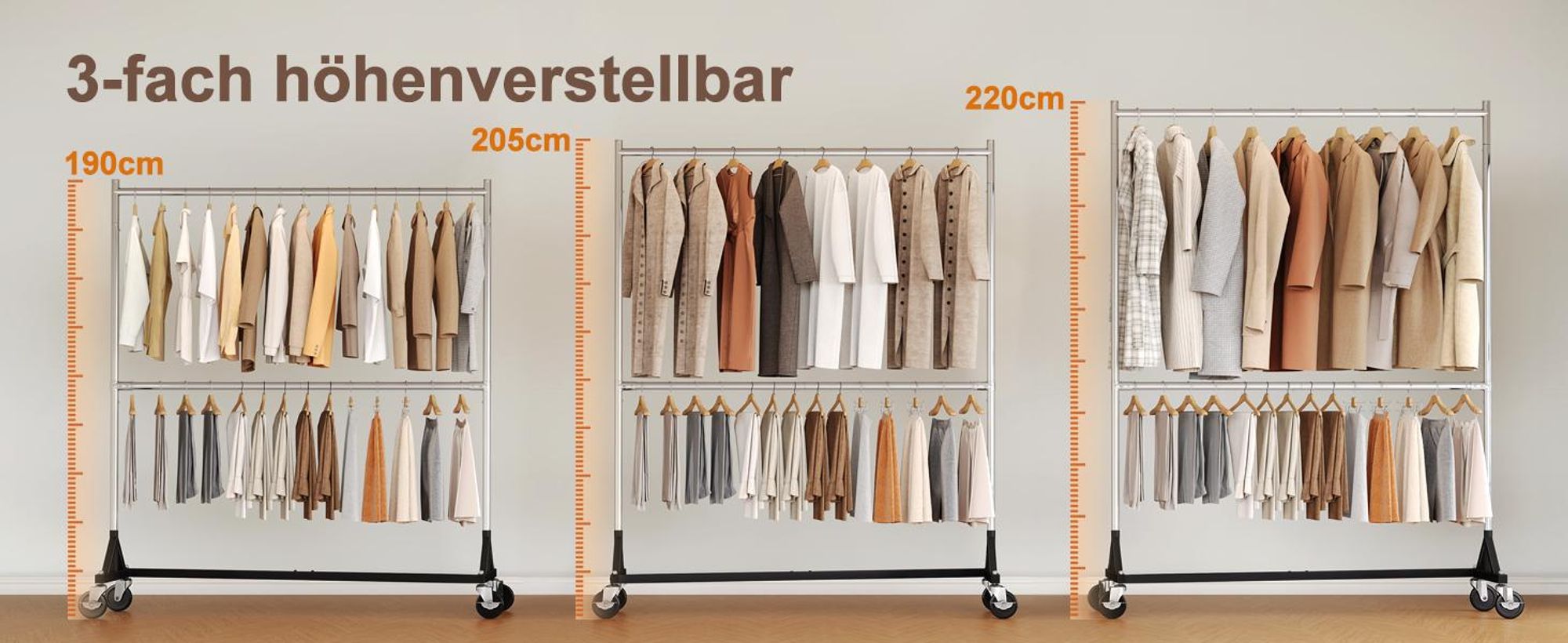 HOKEEPER Kommerzieller Kleiderständer mit Z-Ständer, Tragkraft 250 kg, robuster Schwerlast-Garderobenständer