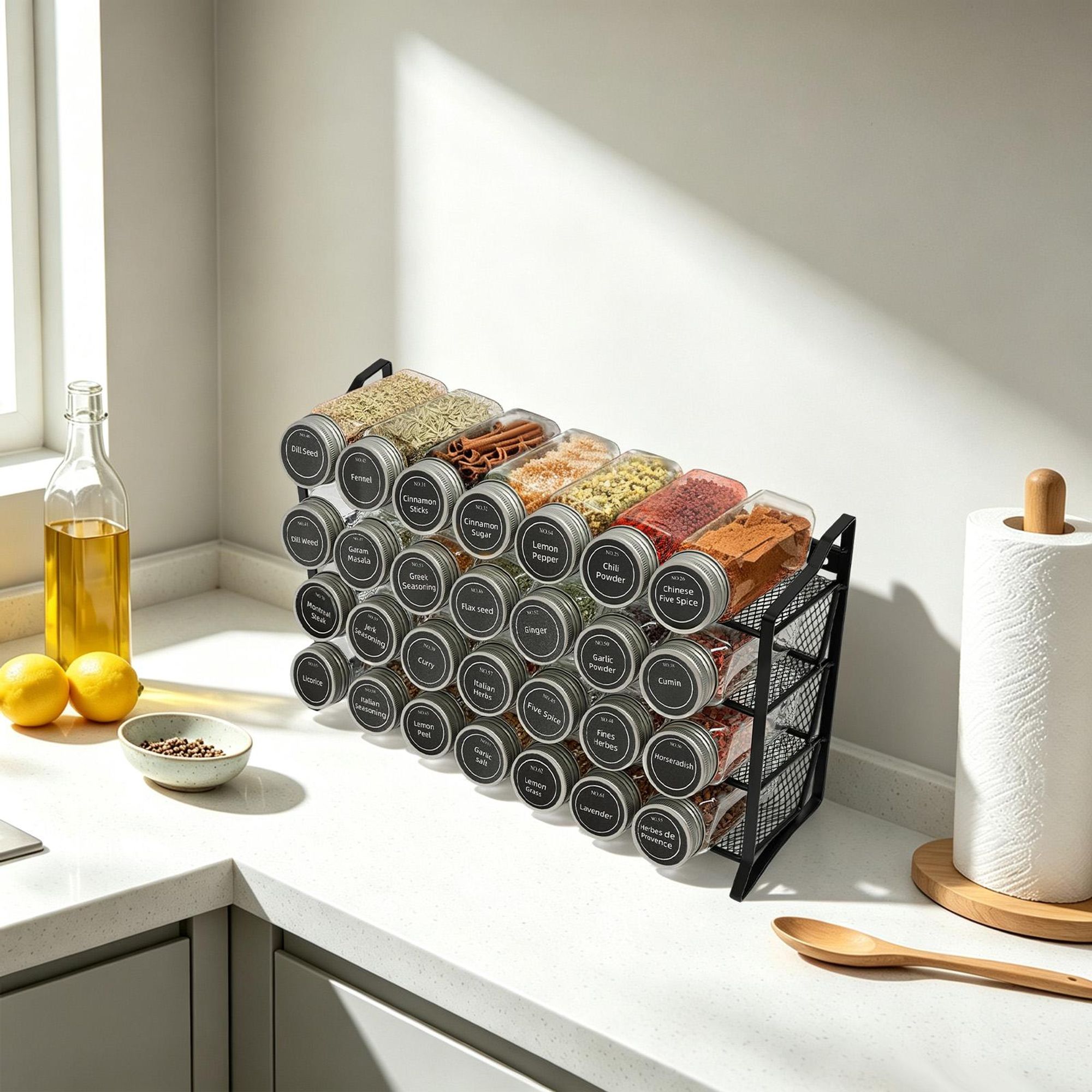 Gewürzregal-Organizer, Gewürz-Organizer mit 28 leeren Gewürz dosen, Spice-Rack-Organizer