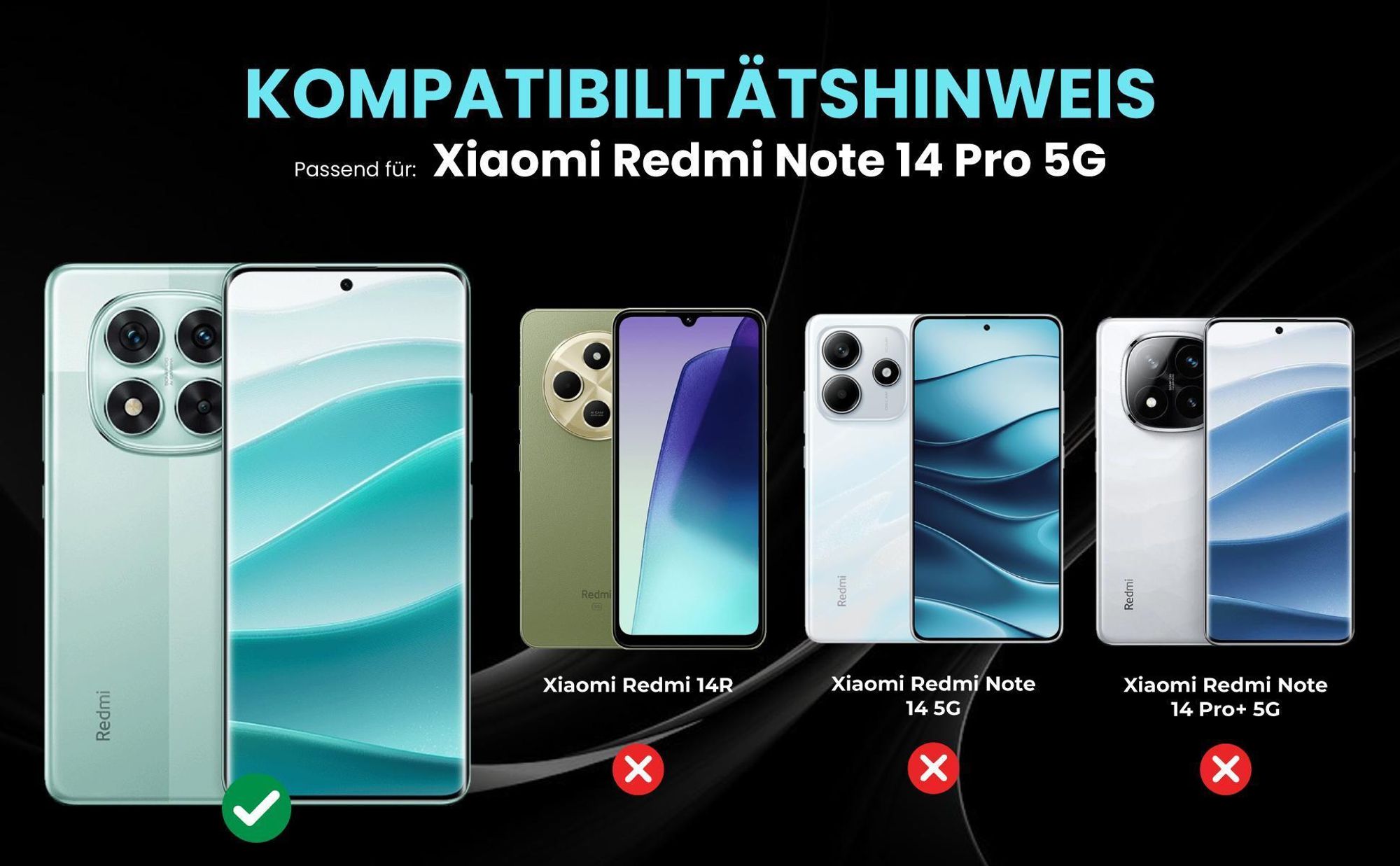 Kompatibilitätshinweise Hülle für Xiaomi Redmi Note 14 Pro 5G
