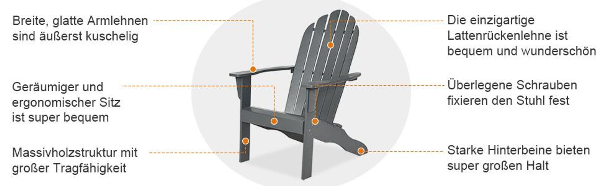 COSTWAY Adirondack-Gartenstuhl, Gartensessel, Gartenmoebel fuer den Garten, Terrasse natur