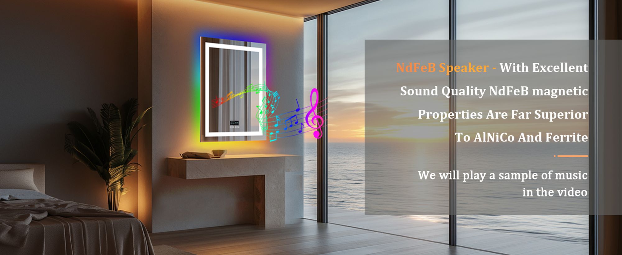 WISFOR LED Badspiegel mit Bluetooth Lautsprecher, 70×90cm RGB Wandspiegel Badezimmerspiegel mit Beleuchtung dimmbar Beschlagfrei Touchschalter