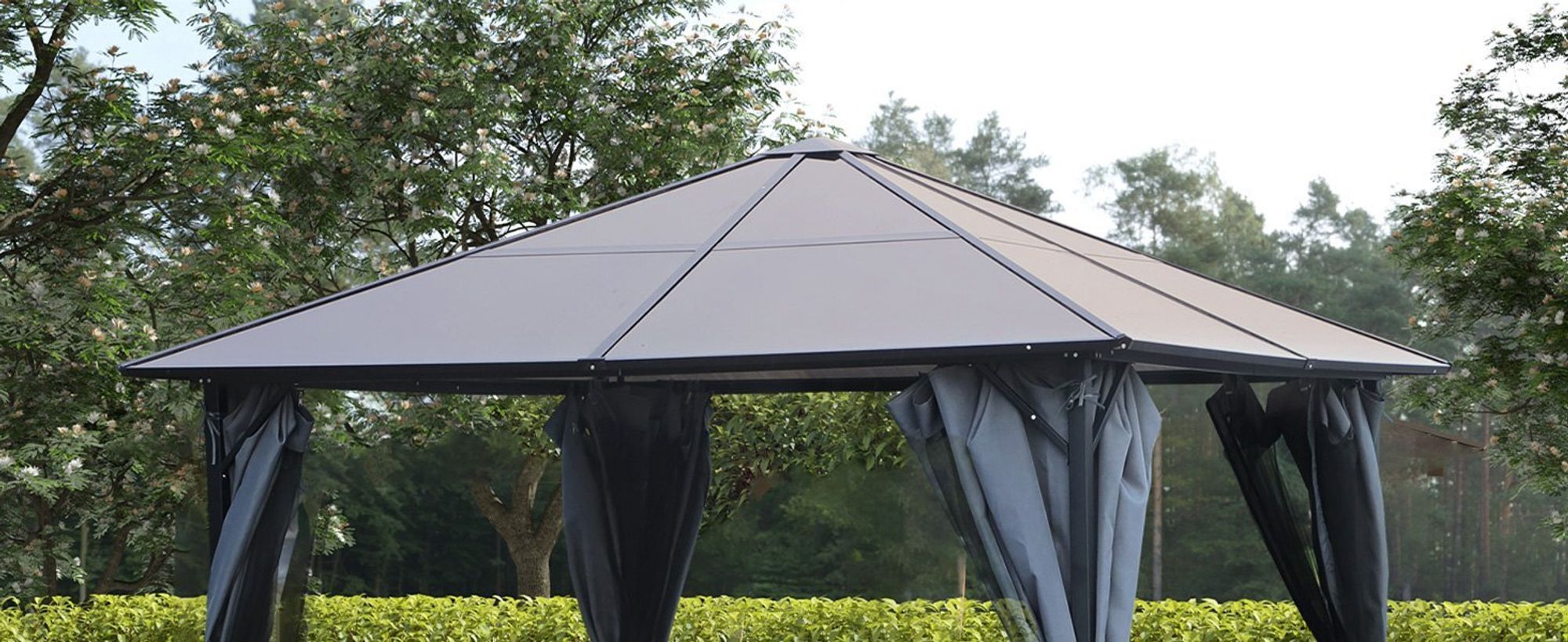 Outsunny Pavillon Gartenpavillon Gartenzelt mit Seitenteilen PC Dach