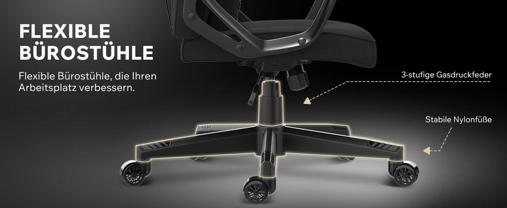 SENSE7 Knight Gaming Stuhl aus Stoff Schwarz - Ergonomischer Bürostuhl Schreibtischstuhl Stoff Gamer Sessel Drehstuhl Zockerstuhl PC 120kg Chair