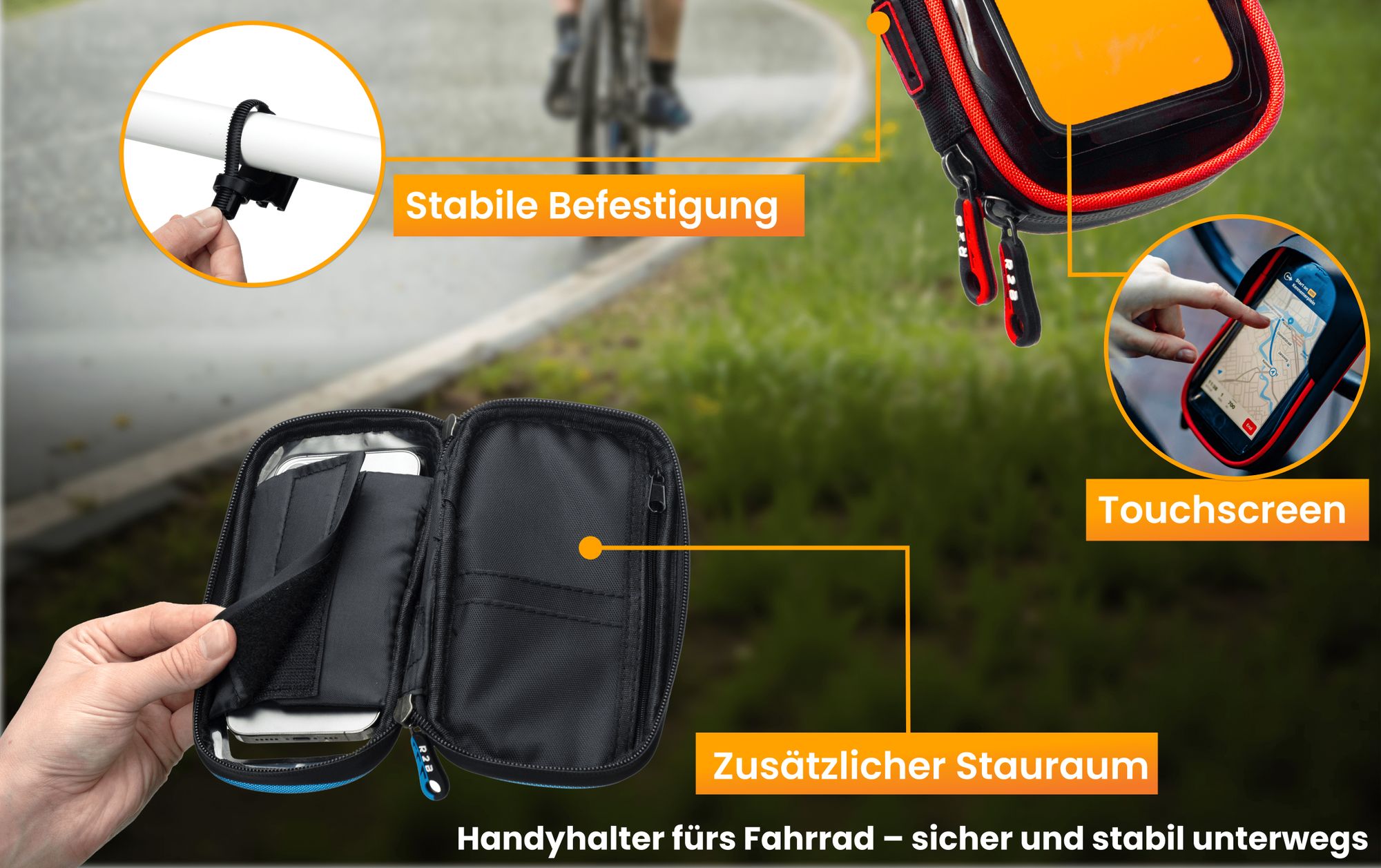 R2B Handyhalterung Fahrrad Wasserdicht - Universal fahrrad Handyhalterung, Handyhalter fahrrad für Mountainbikes, Motorräder und Motorroller