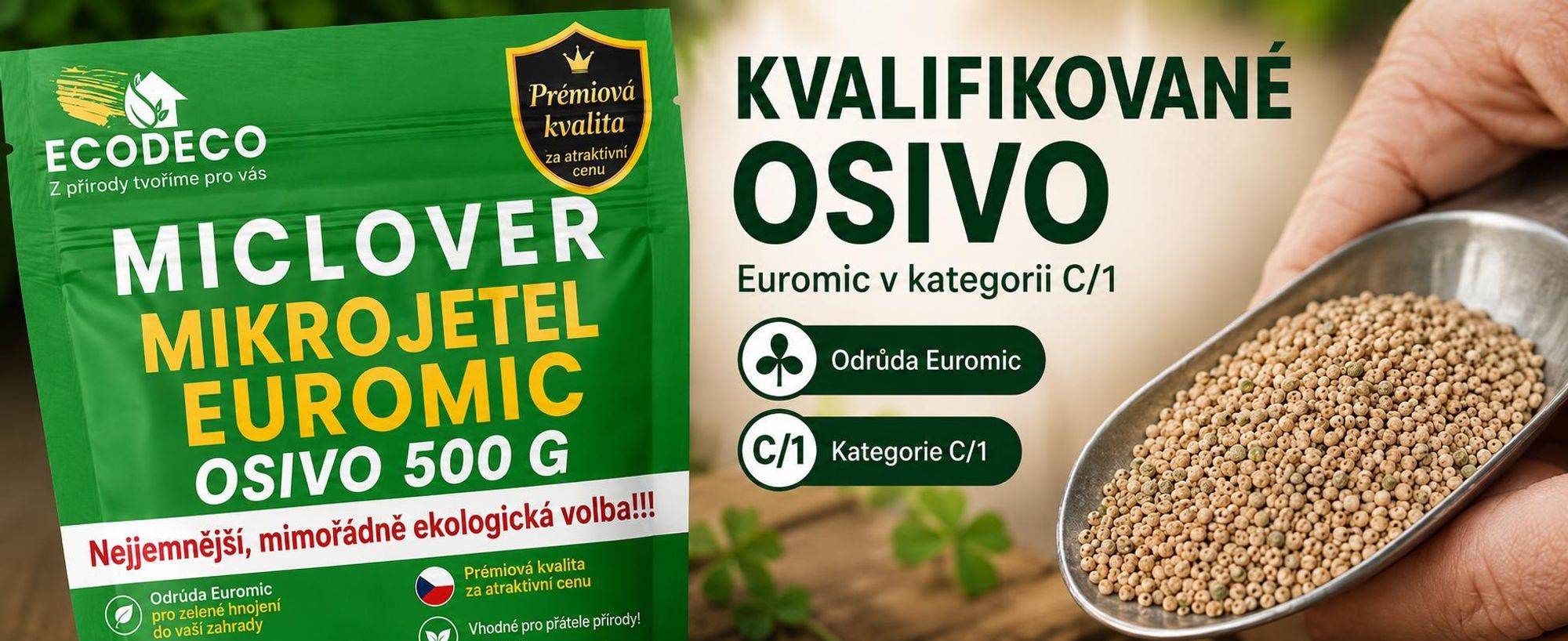 EcoDeco mikrokonóice Euromic MicLover 0,5 kg, kvalifikovaná osiva C/1 pro hustý trávník