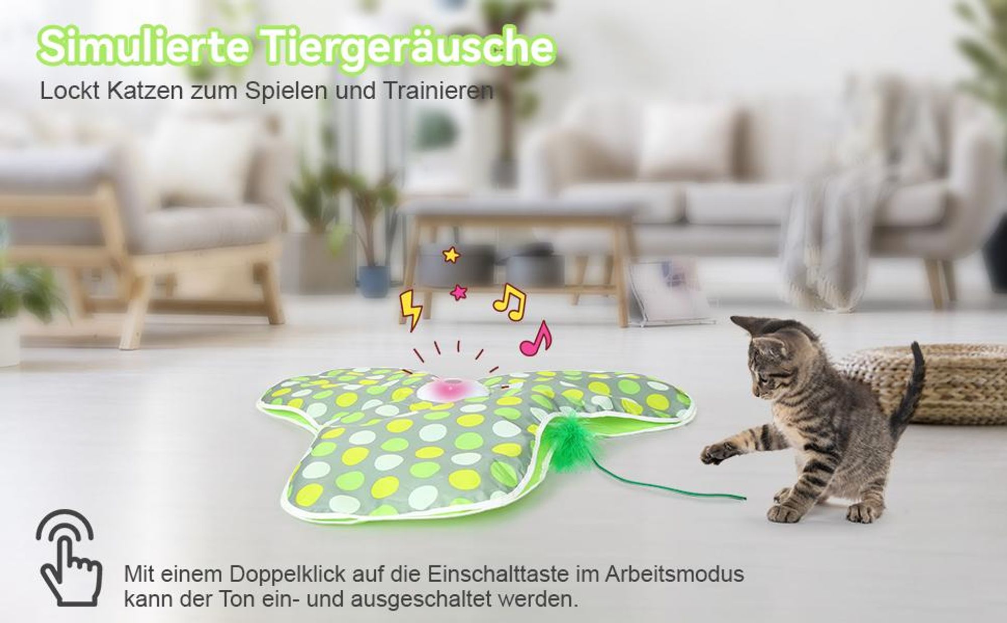 Katzenspielzeug, Elektrisch Interaktives Spielzeug, Selbstbeschäftigung, Versteckspiel, Beweglicher Feder Quietschender Maus, USB Wiederaufladbar