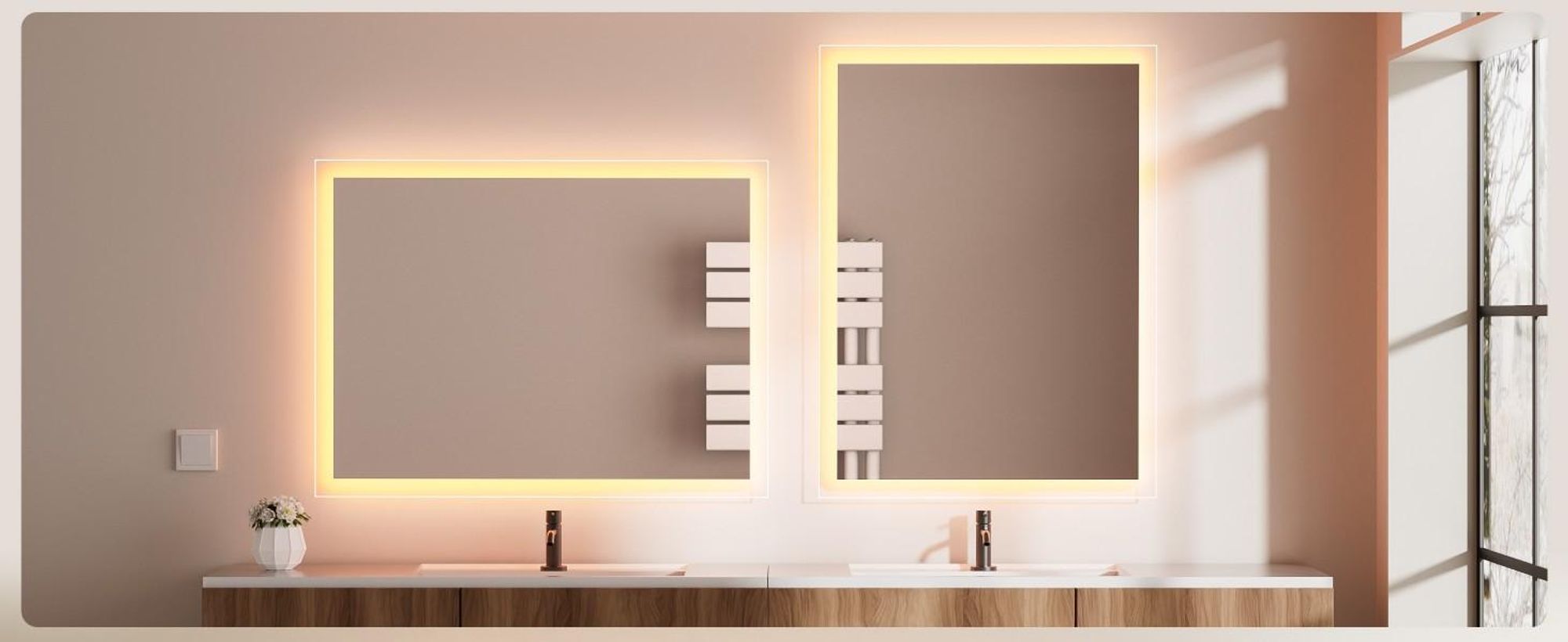 EMKE LED Badspiegel mit Warmweiß Beleuchtung 80x60cm, Badezimmerspiegel - Energieeffizienter (IP44)