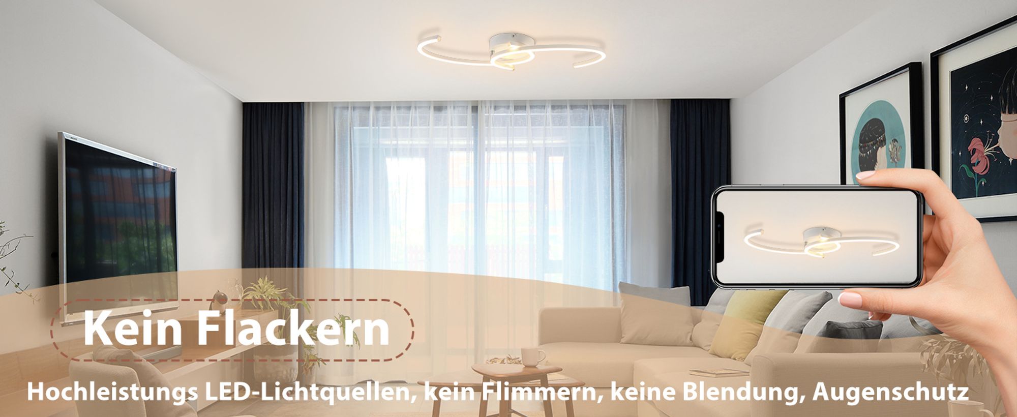 ZMH Deckenlampe LED Deckenleuchte Küche 24W Wohnzimmerlampe Moderne Design Schlafzimmerlampe 3000K Warmweiß Wohnzimmer Küchenlampe 330° Drehbarer 2-Ringen weiß Deckenlampen für Schlafzimmer Esszimmer