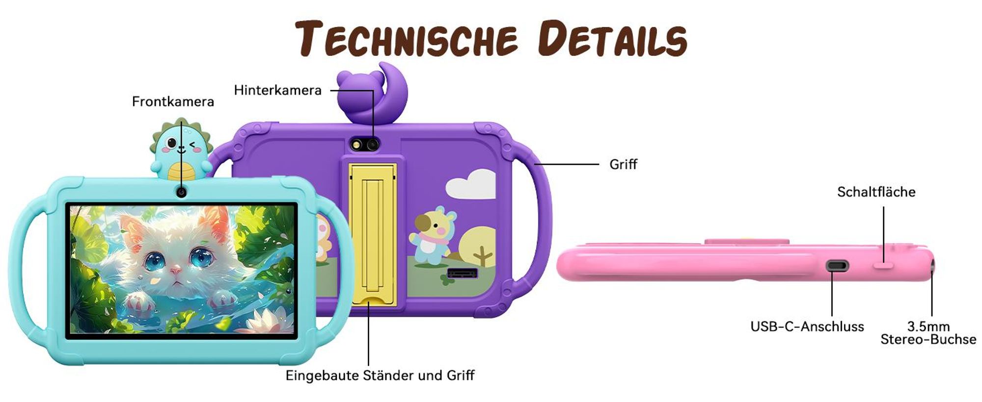VerkfulPc-Tabwee Tablet K8 für Kinder, 6(4+2)+32 GB, mit iWawa Kindersicherung and mit Kindgerechte Hülle