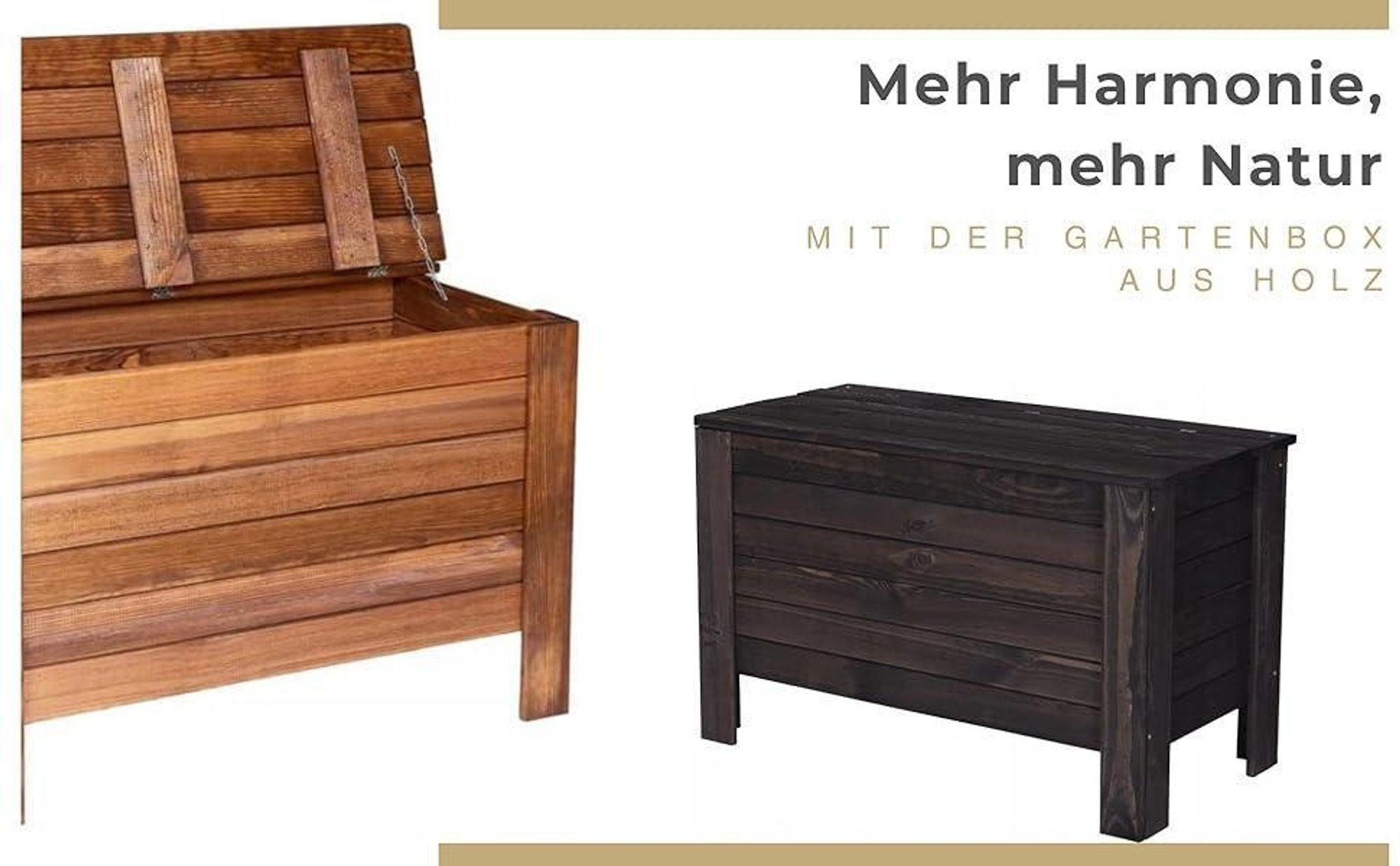 STOLMAK Gartenbox aus Holz 166 l 80x52x40 cm Schwarz Massivholz Kiefer Auflagenbox Kissenbox Holztruhe Aufbewahrungsbox Gartenmöbel