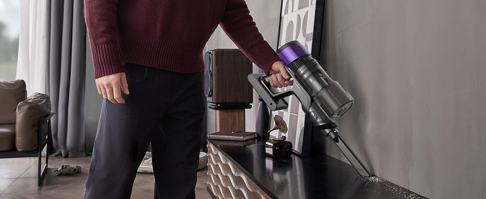 Ultenic U20UL Aspirapolvere cordless, 60000Pa/600W/60Min, Aspirapolvere cordless con design autoportante, giunto flessibile pieghevole, spazzola antigroviglio per pavimenti