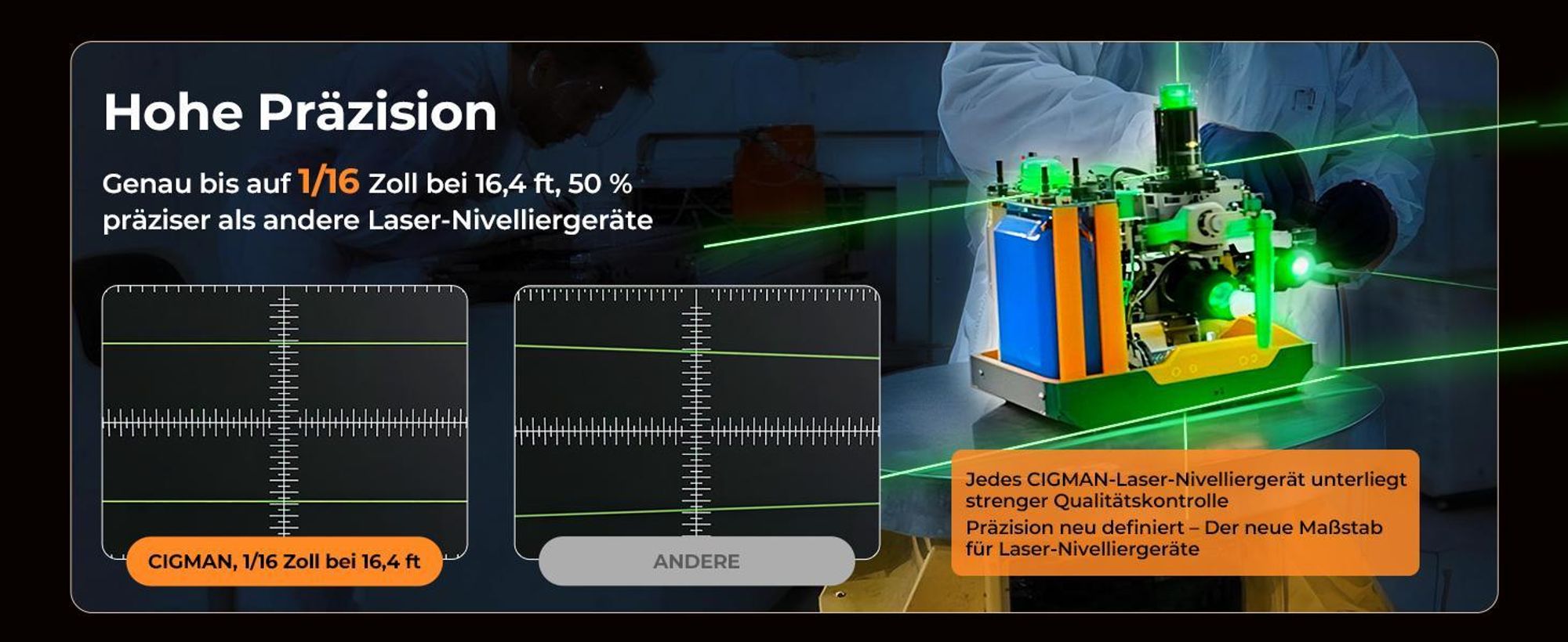 CIGMAN CM-S05 Kreuzlinienlaser 3x360 Grad, Gestensteuerung, App-Anbindung, LCD-Display