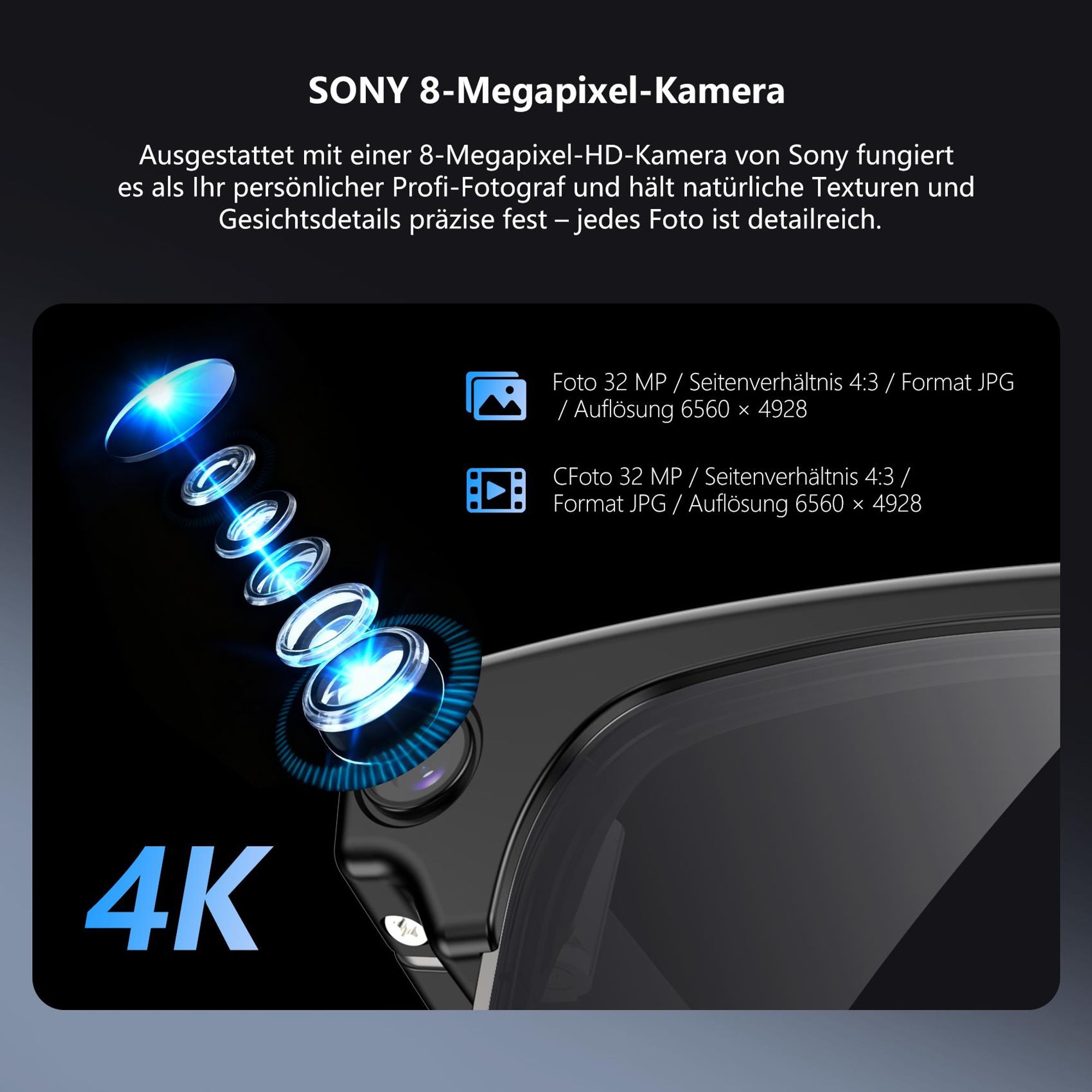 Sonnenbrille 2026 Neue BV200 KI-Kamera-Brille, AI Glasses, BT 6.0, Open-Ear HiFi, Sony IMX219 Sensor, Fotografieren, kommunizieren, übersetzen