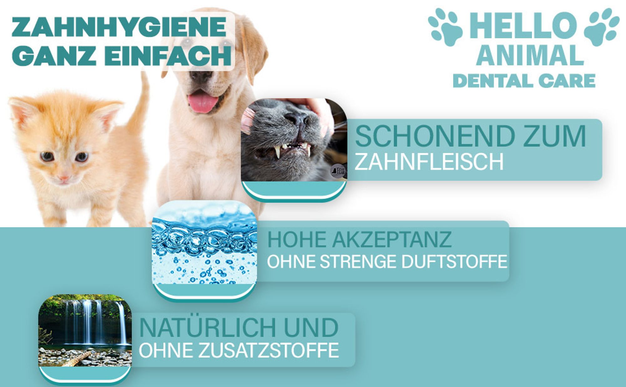 Hello Animal® | Dental Care Pulver - Zahnreinigung und Zahnpflege – Mundgeruch bekämpfen - für Hunde und Katzen