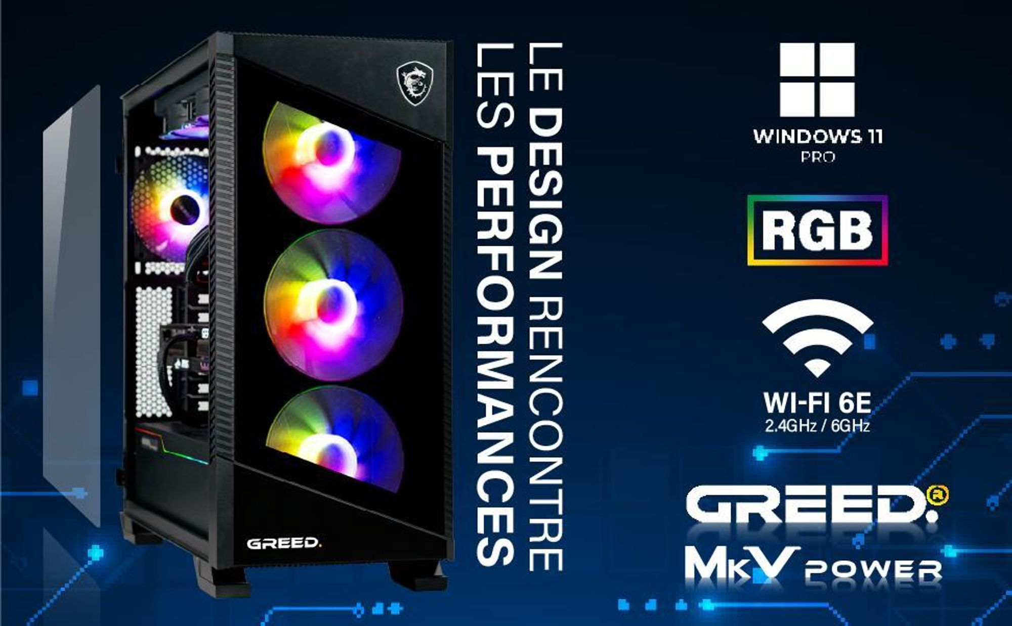 Greed® MK5 Power - PC Gamer - AMD Ryzen 5 9600X + Nvidia RTX 5070Ti 16GB - Ordinateur a Watercool - 32GB DDR5 RAM - 1TB SSD - WiFi - Windows 11 Pro