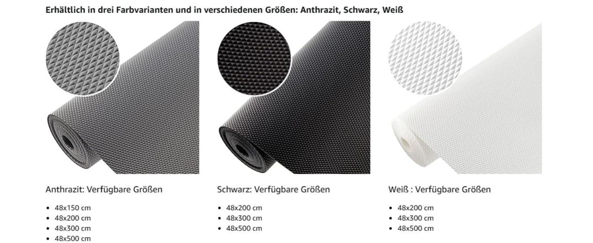 GTV - 1 Rolle 48cm x 150 cm Antirutschmatte Schubladenmatte Küchenschrankmatte Einlegematte Rutschhemmende Noppenmatte Kunststoff Schubladeneinlage Kühlschrank matten (Anthrazit)