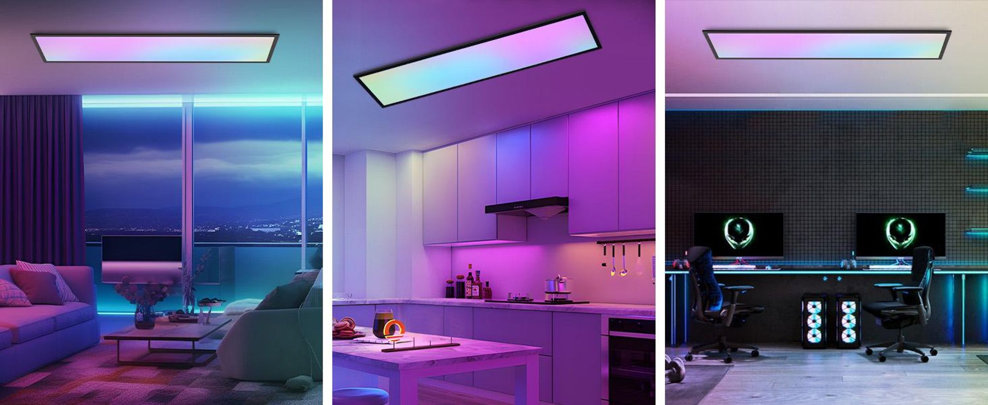 ZMH LED stropní panelové svítidlo, stmívatelné, dlouhé, RGB, s dálkovým ovládáním, stropní svítidlo 39 W, velké obdélníkové stropní svítidlo do herny nebo obývacího pokoje, 120 x 30 cm