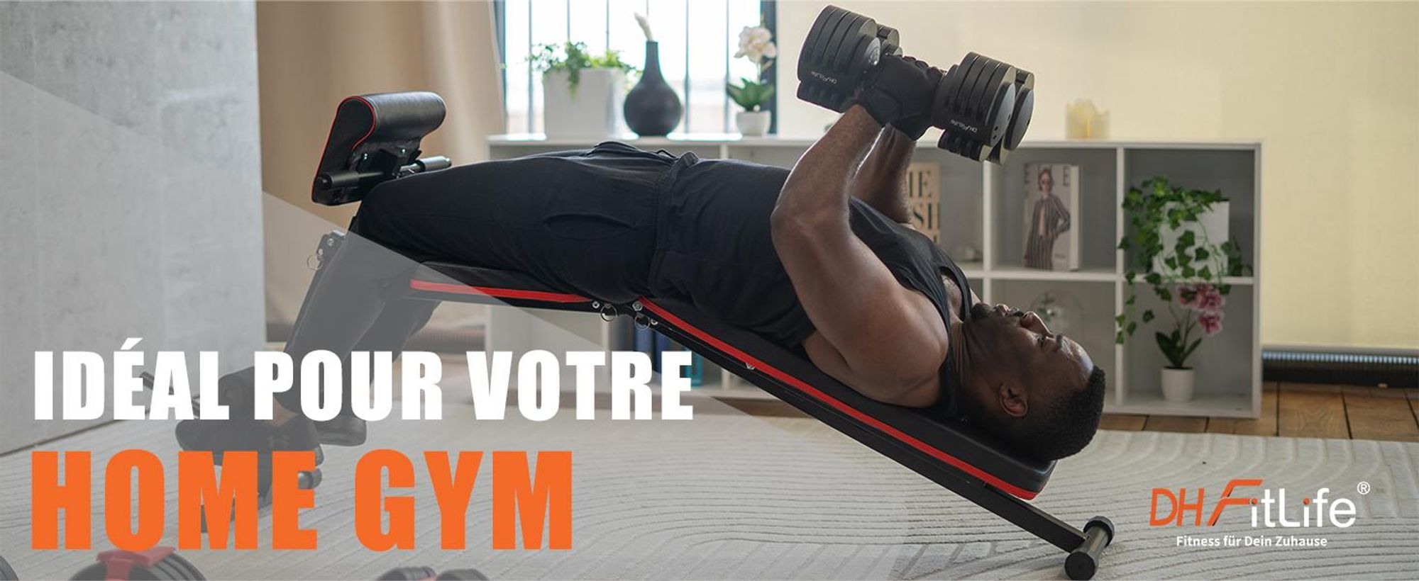 DH FitLife Banc de musculation pliable 7 niveaux | Banc réglable multifonction avec leg extension | Charge max. 200 kg