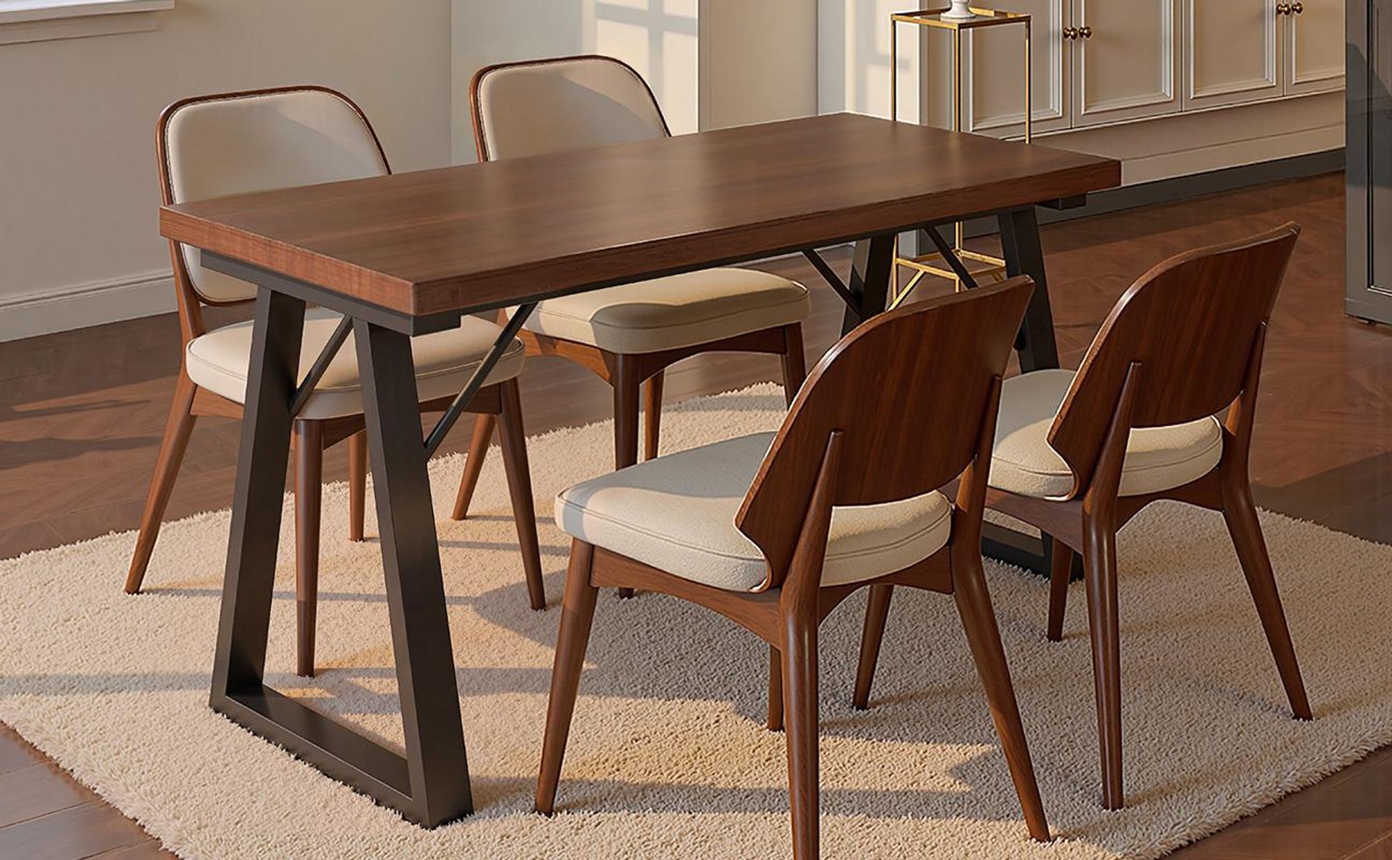 HOMAVO Esstisch 120x60x75 cm – Moderner Ess- & Schreibtisch aus MDF mit stabilen Metallbeinen, vielseitig nutzbar und robust