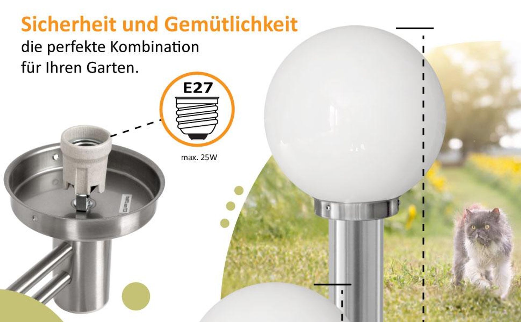 Stilvolle Helligkeit im Freien: Außenstandleuchte aus Edelstahl 80cm,  270-800