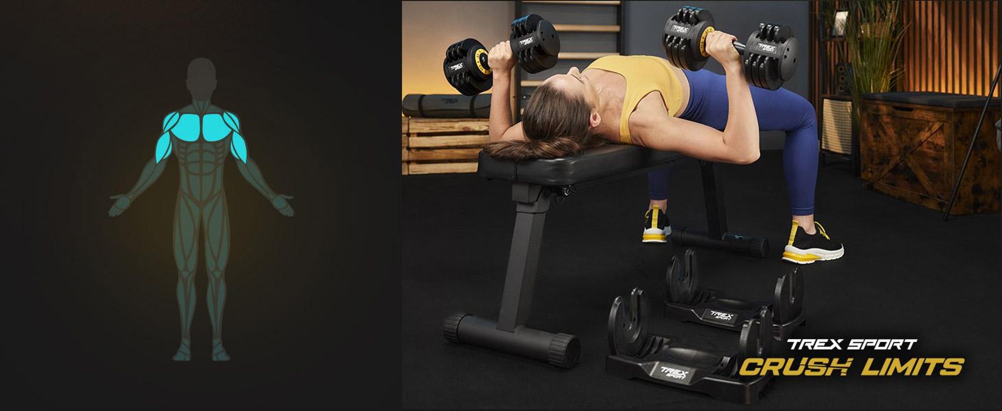 TREX SPORT Kurzhantel Set verstellbar TX-012AB | Gewichte Hanteln Set 2–11,5 kg | Gusseisen, platzsparend, rutschfest | Homegym Hantelset für Zuhause