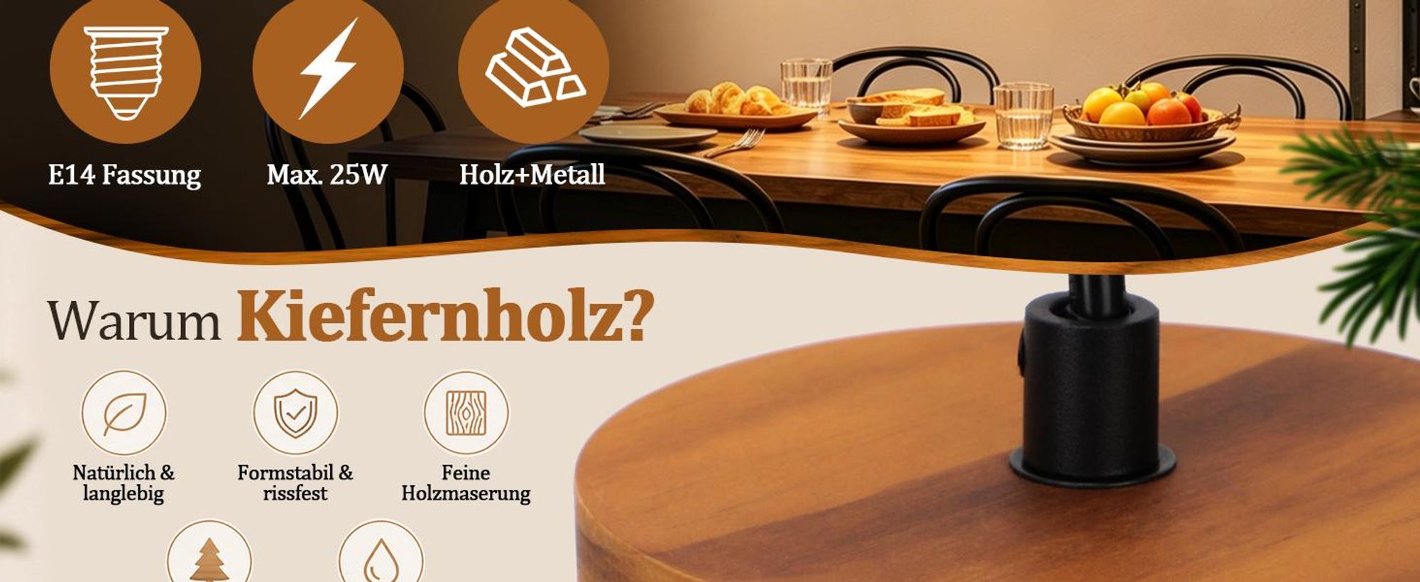 ZMH Zavesené svietidlo nad jedálenský stôl, 3 žiarovky, čierne, drevené zavesené svietidlo, E14, priemyselné zavesené svietidlo, svietidlo nad jedálenský stôl do obývačky, jedálne a kuchyne