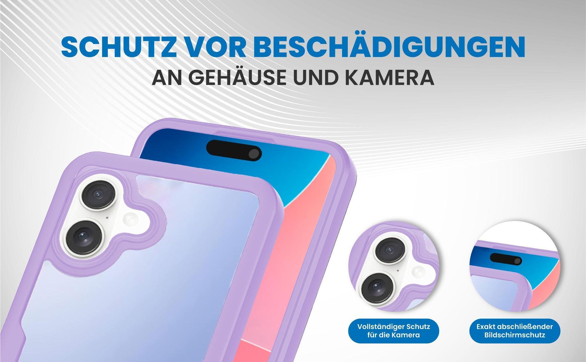 Violette 360 Grad Handyhülle für Apple iPhone 16 Front und Backcover